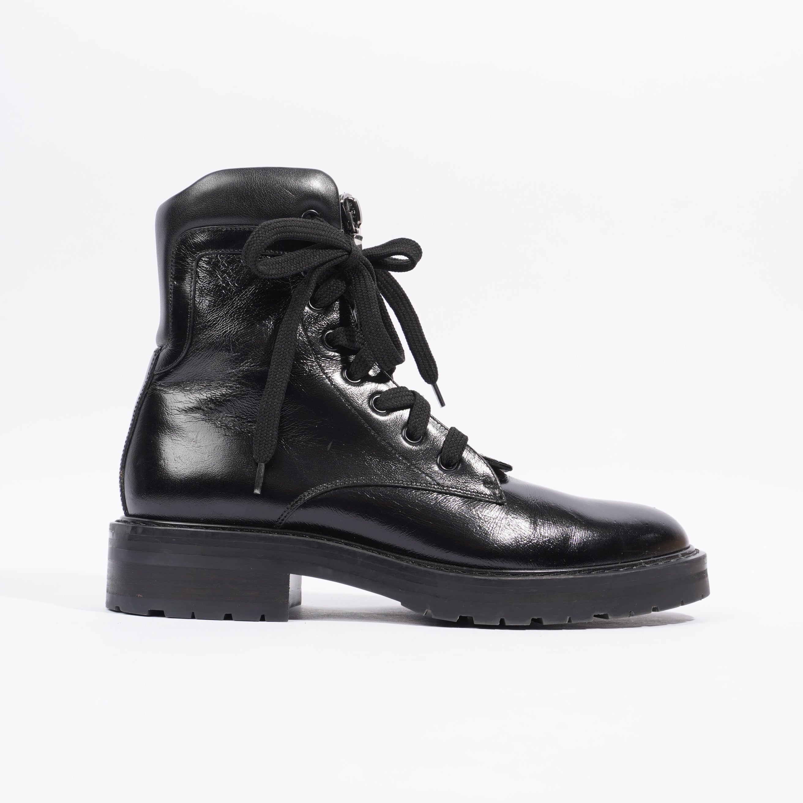 Saint Laurent William Double Laced Combat Boot Black Leather EU 38 UK 5