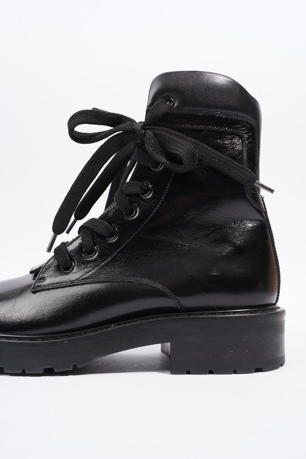 Saint Laurent William Double Laced Combat Boot Black Leather EU 38 UK 5