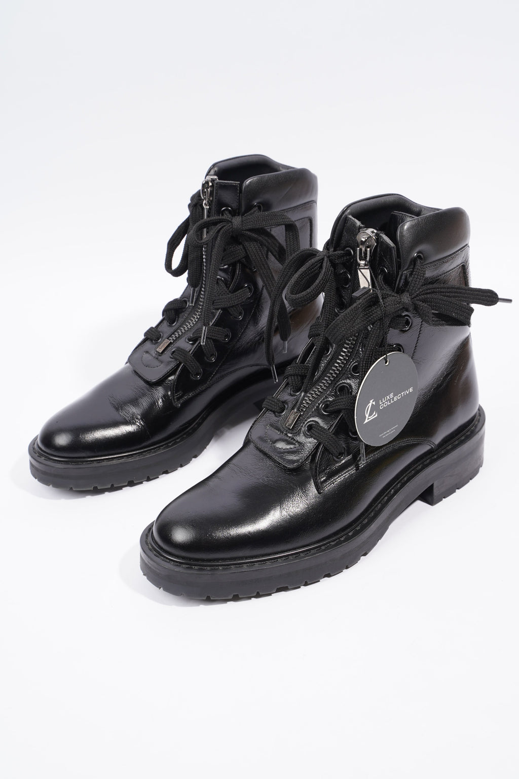 Saint Laurent William Double Laced Combat Boot Black Leather EU 38 UK 5