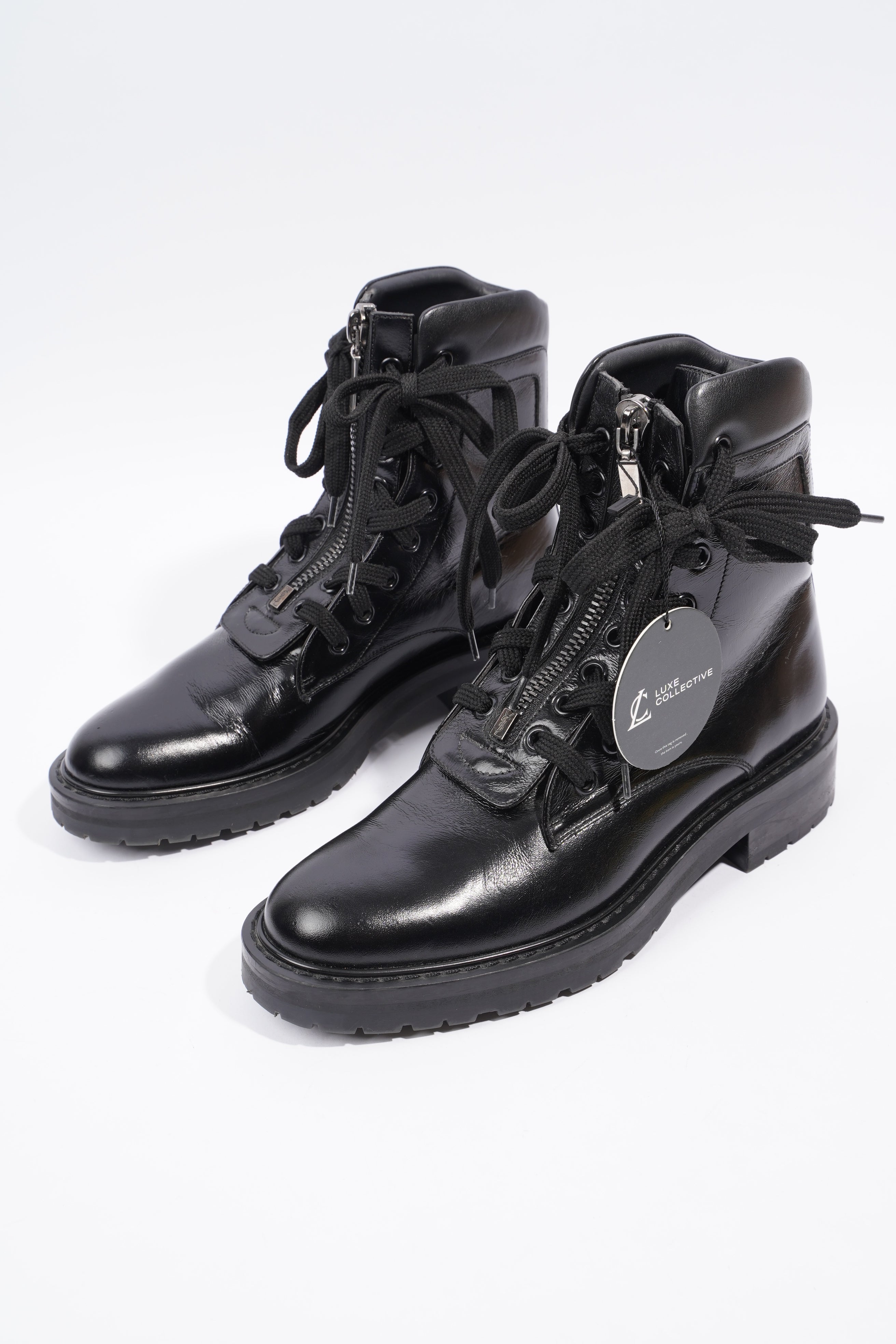 Saint Laurent William Double Laced Combat Boot Black Leather EU 38 UK 5