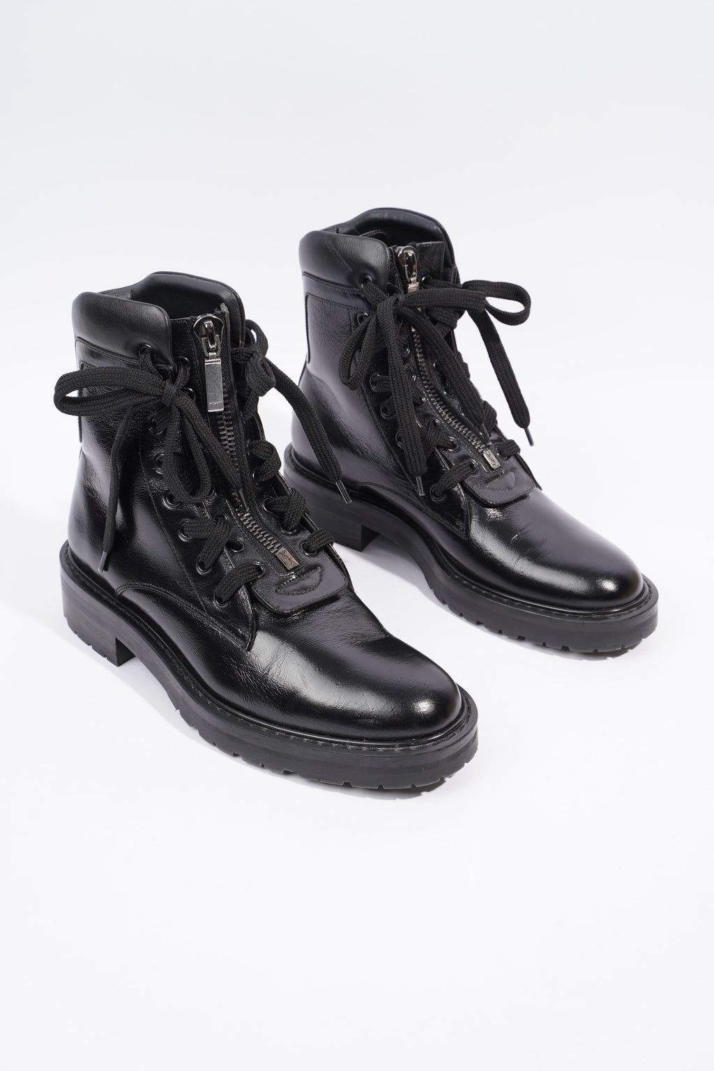 Saint Laurent William Double Laced Combat Boot Black Leather EU 38 UK 5