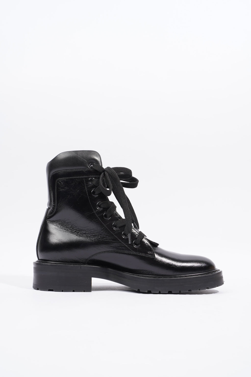 Saint Laurent William Double Laced Combat Boot Black Leather EU 38 UK 5