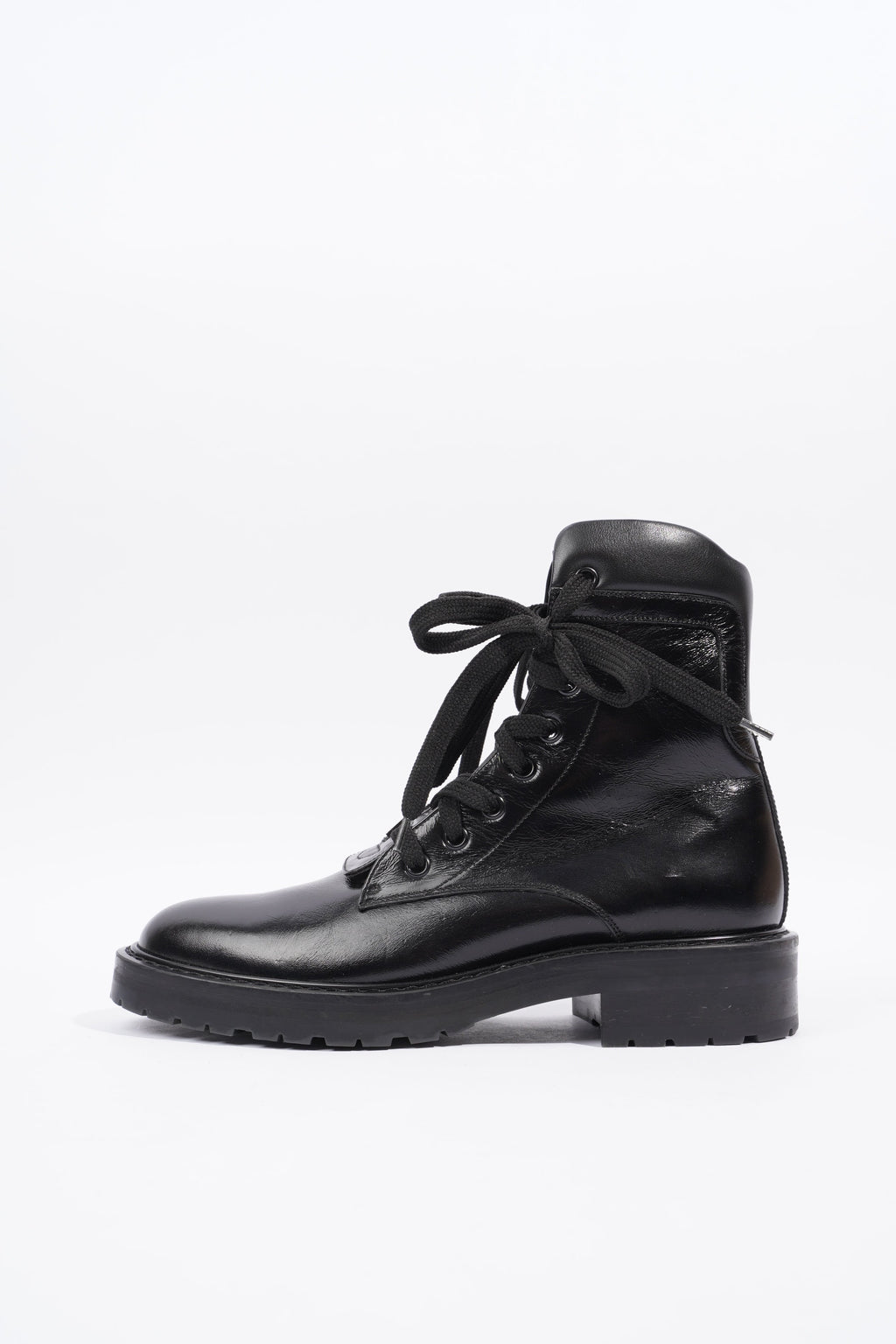 Saint Laurent William Double Laced Combat Boot Black Leather EU 38 UK 5