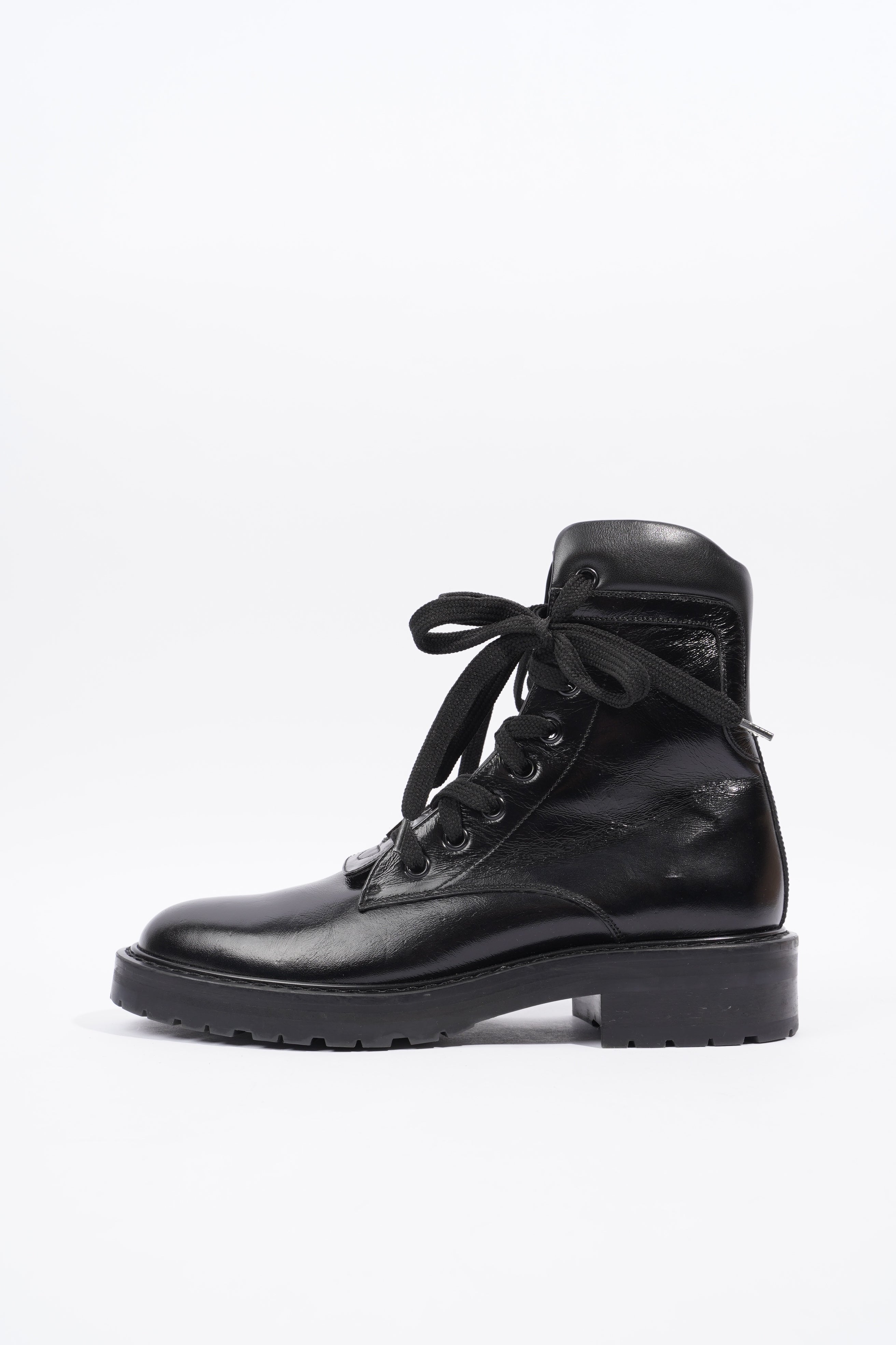 Saint Laurent William Double Laced Combat Boot Black Leather EU 38 UK 5