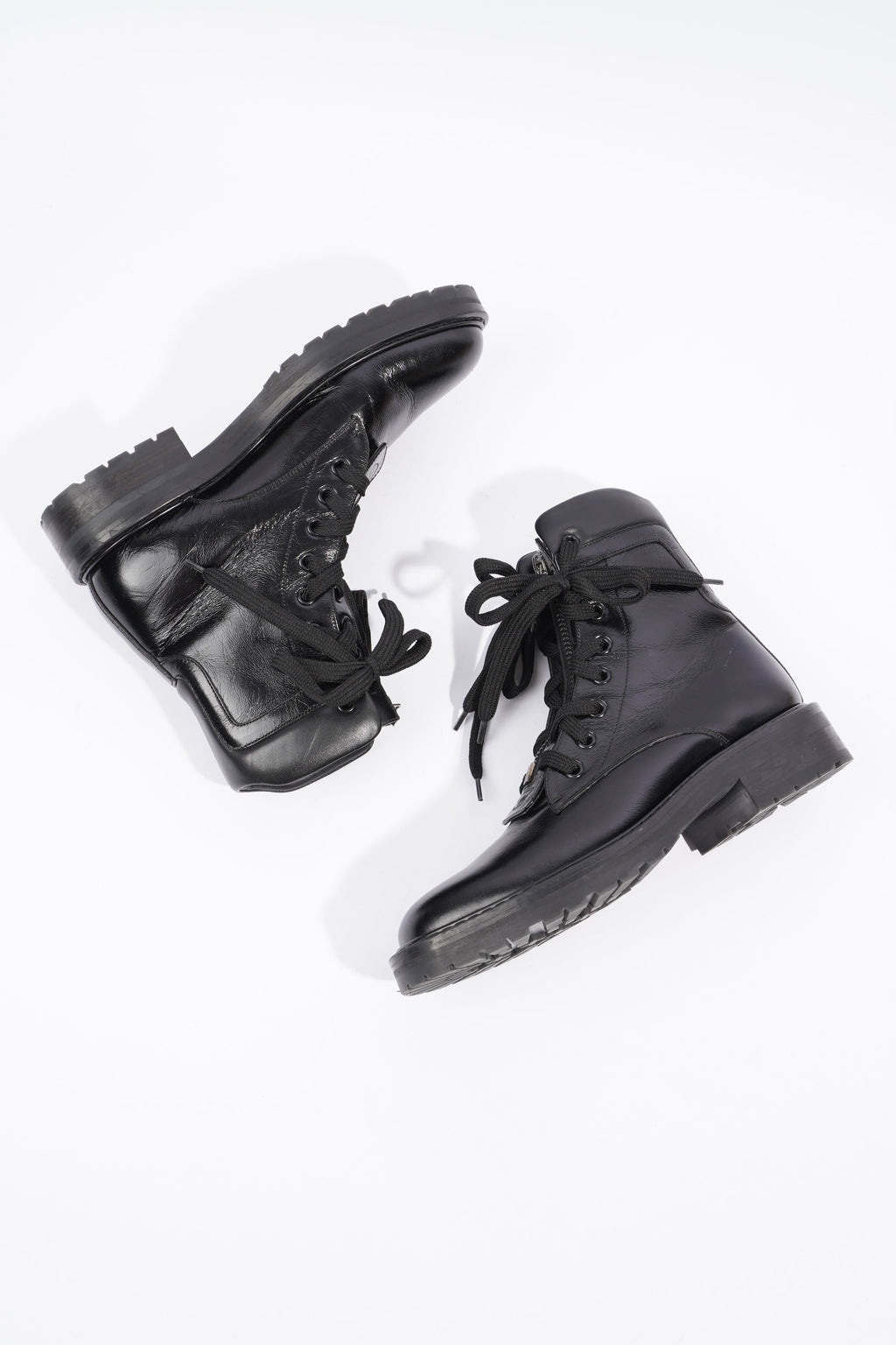 Saint Laurent William Double Laced Combat Boot Black Leather EU 38 UK 5