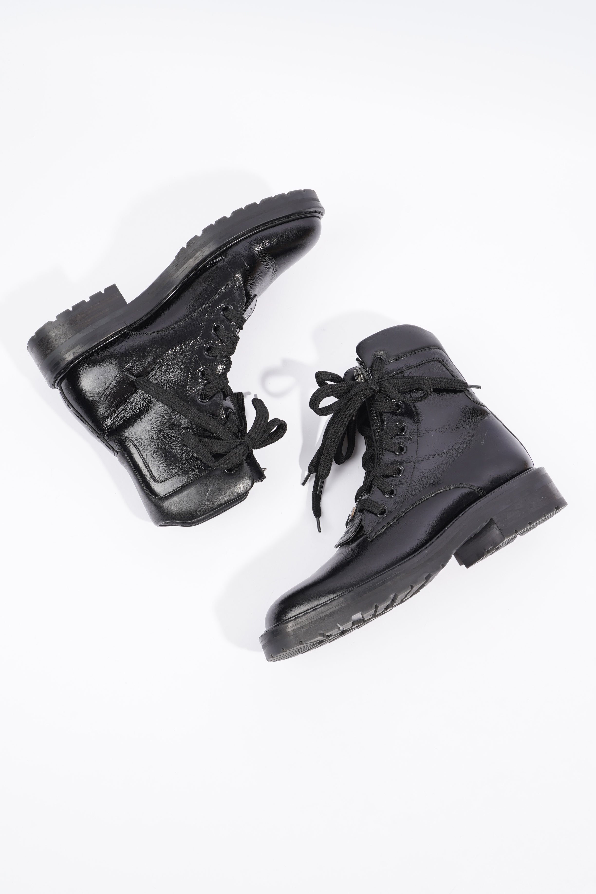 Saint Laurent William Double Laced Combat Boot Black Leather EU 38 UK 5