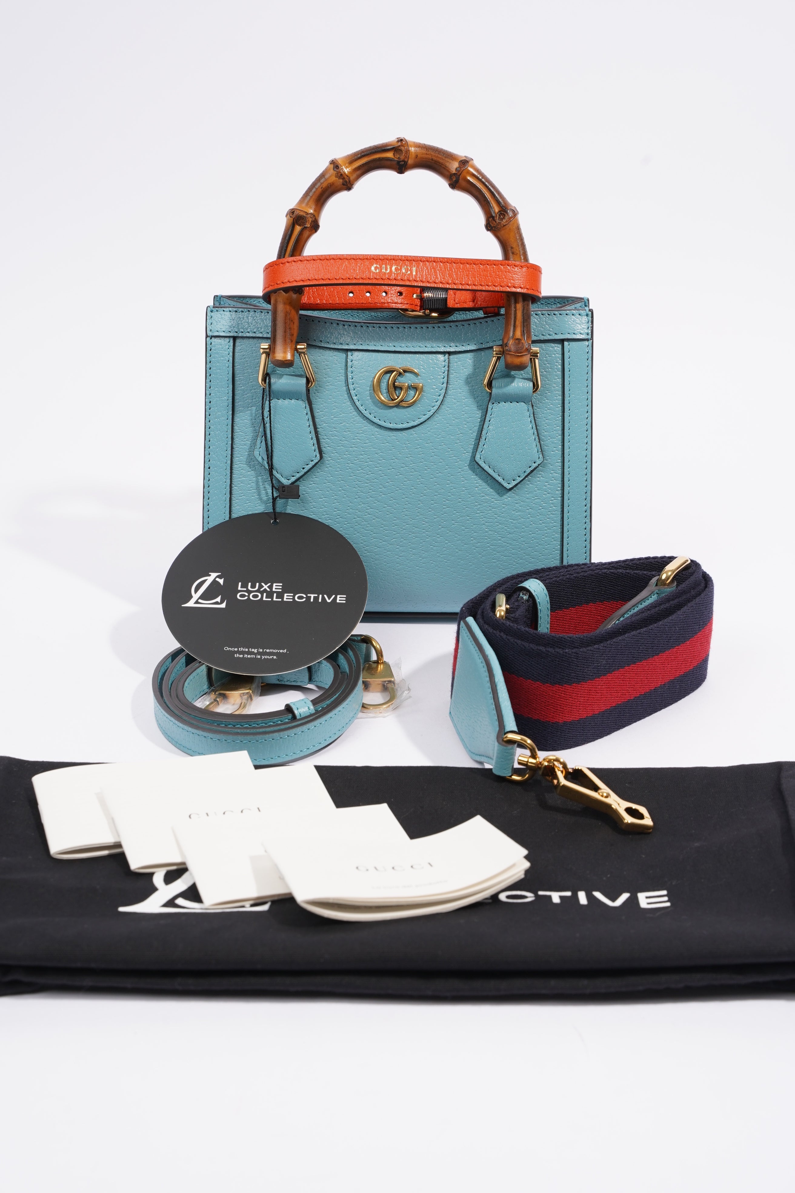 Gucci Diana Mini Tote Bag Baby Blue Leather
