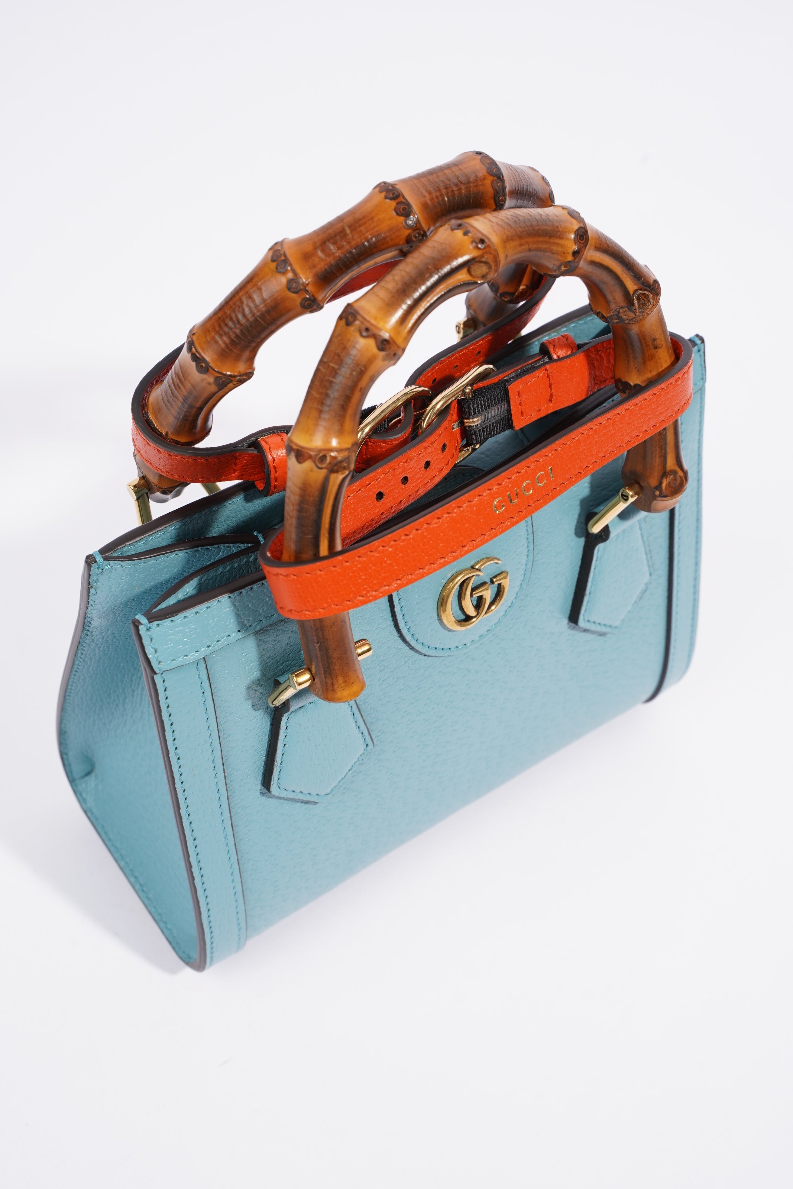 Gucci Diana Mini Tote Bag Baby Blue Leather
