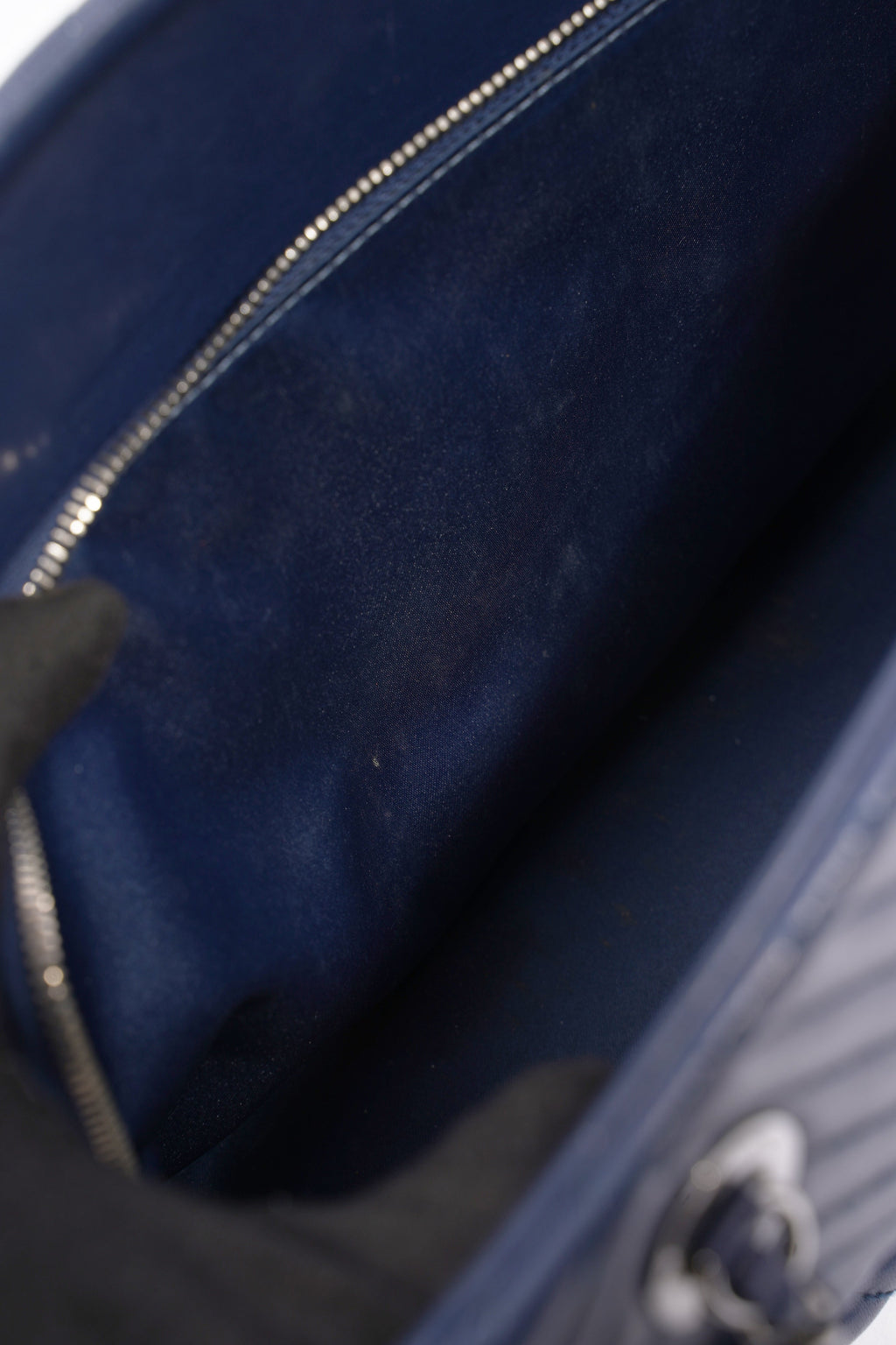 Chanel Chevron Tote Navy Lambskin Leather