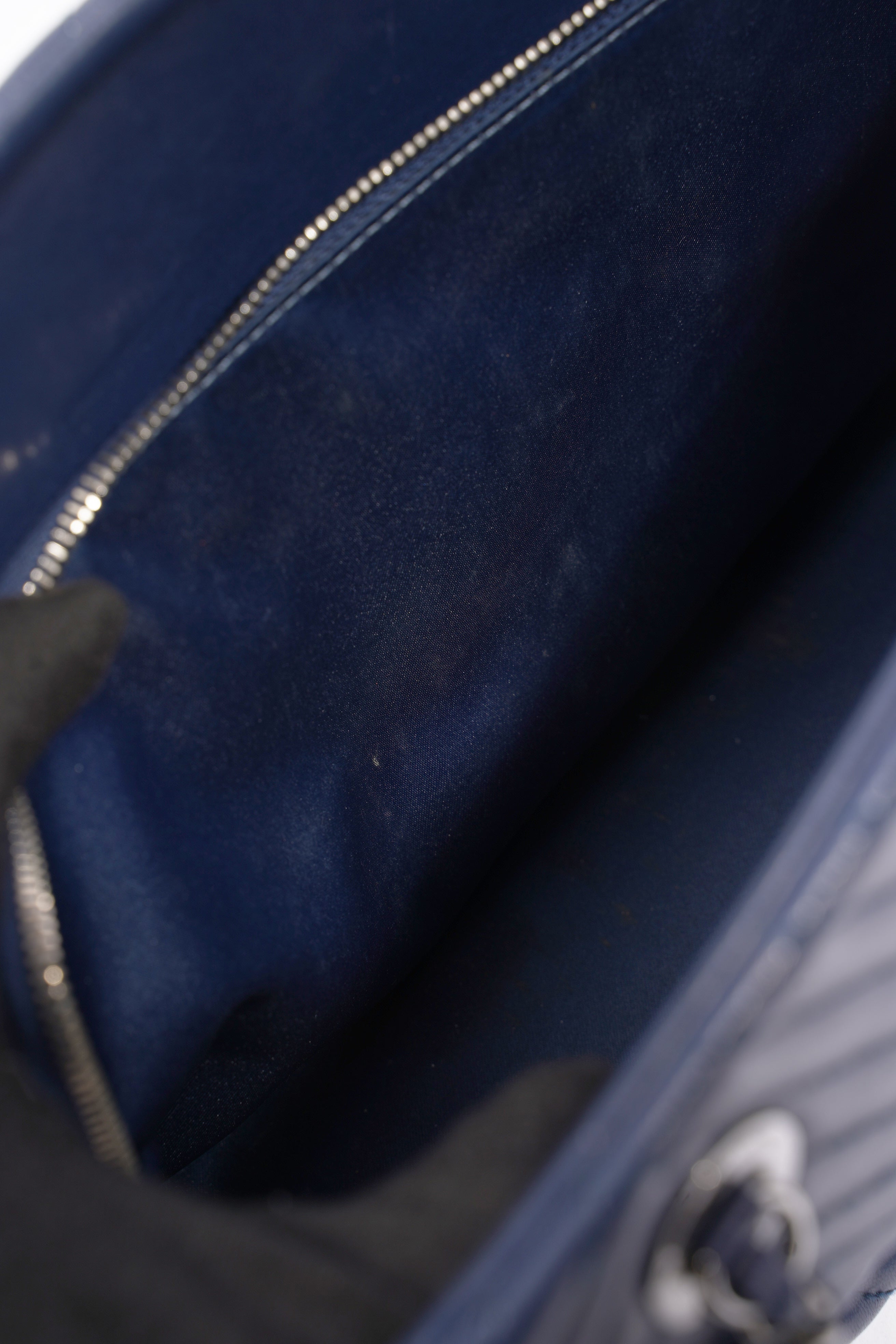 Chanel Chevron Tote Navy Lambskin Leather