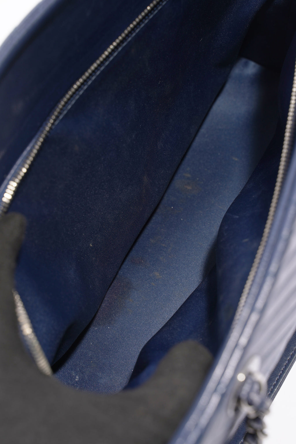 Chanel Chevron Tote Navy Lambskin Leather