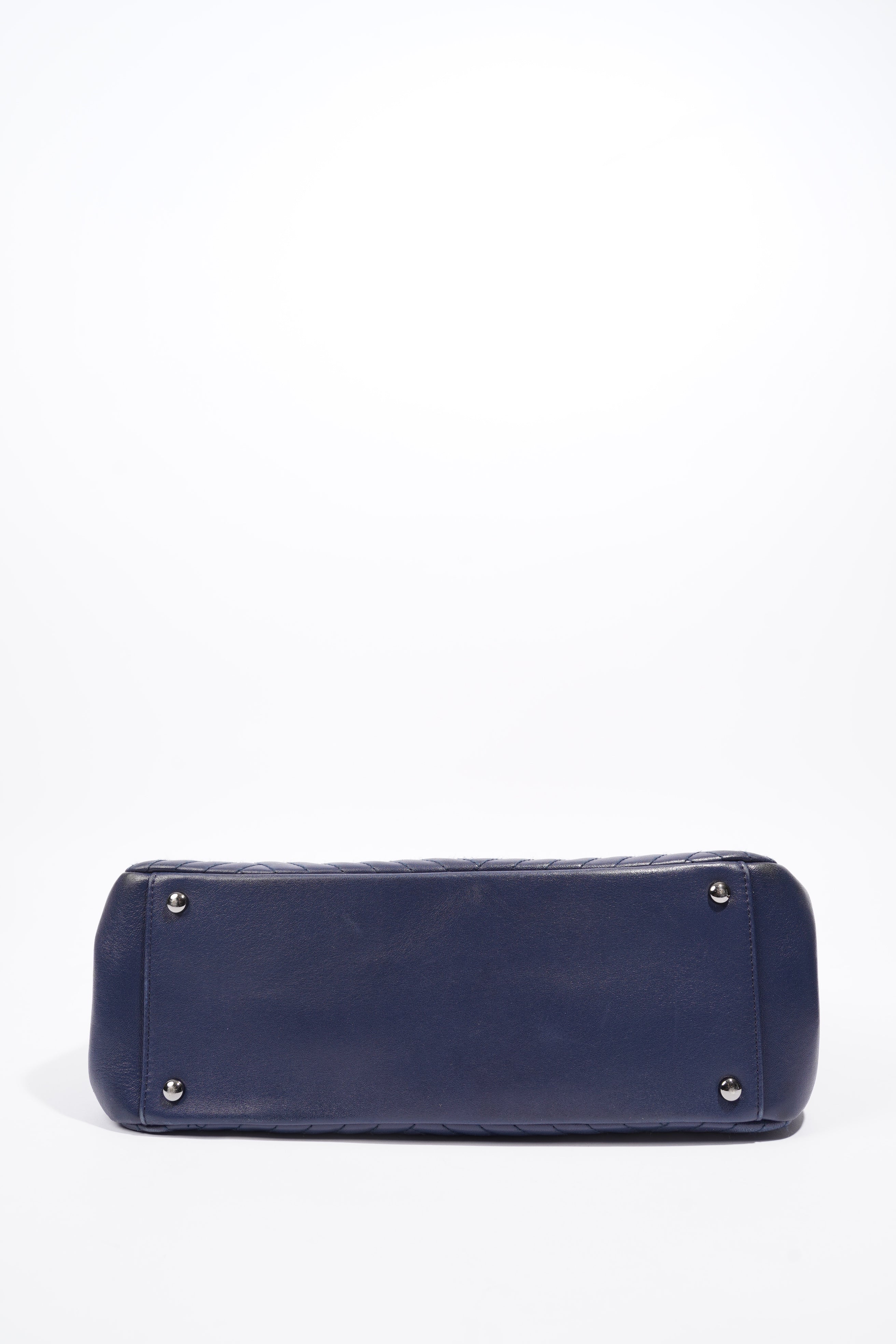 Chanel Chevron Tote Navy Lambskin Leather