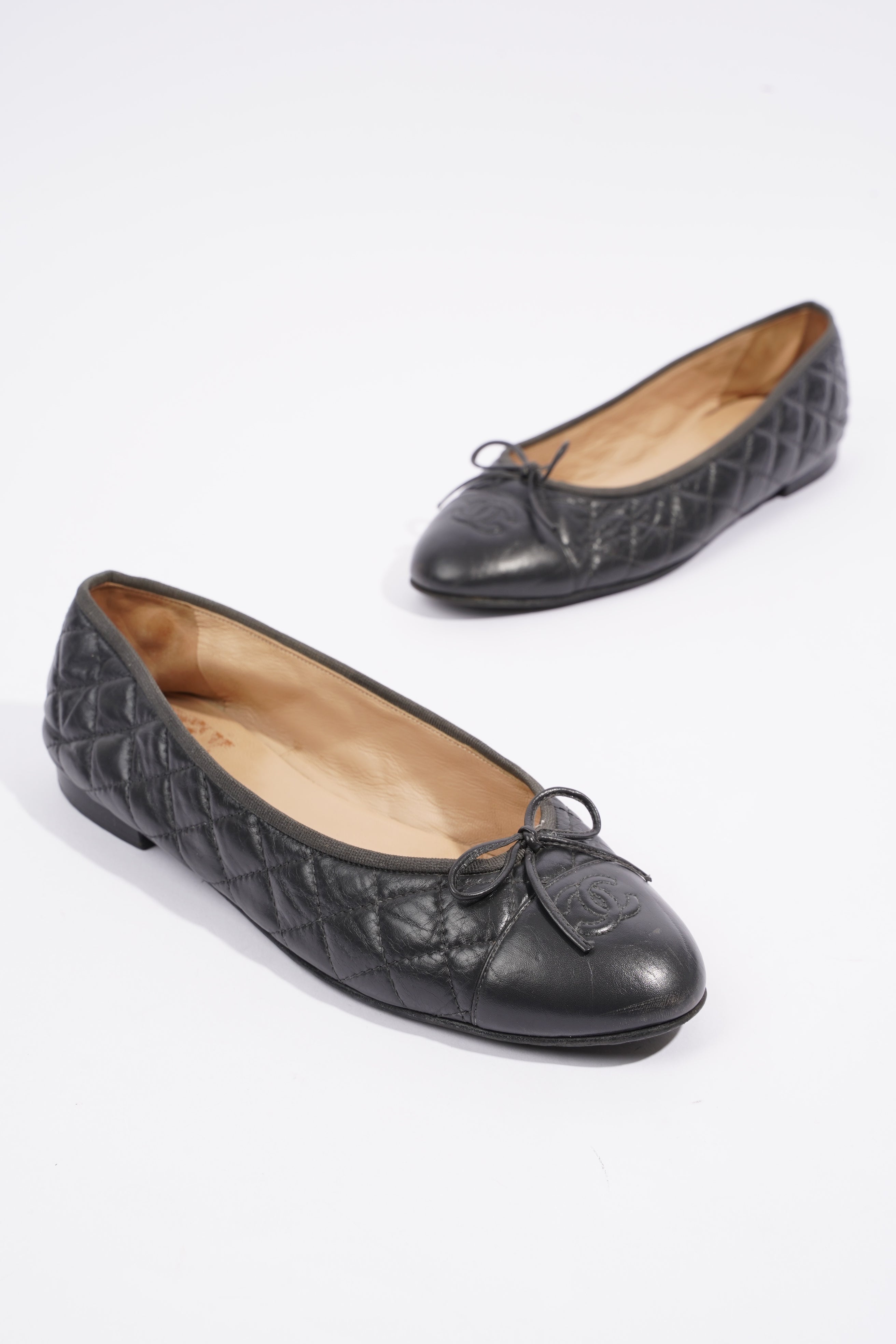 Chanel Ballet Flats Black Leather EU 41.5 UK 8.5