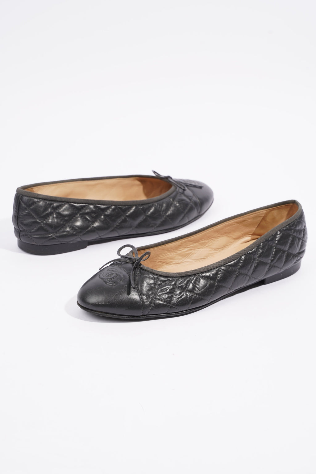 Chanel Ballet Flats Black Leather EU 41.5 UK 8.5