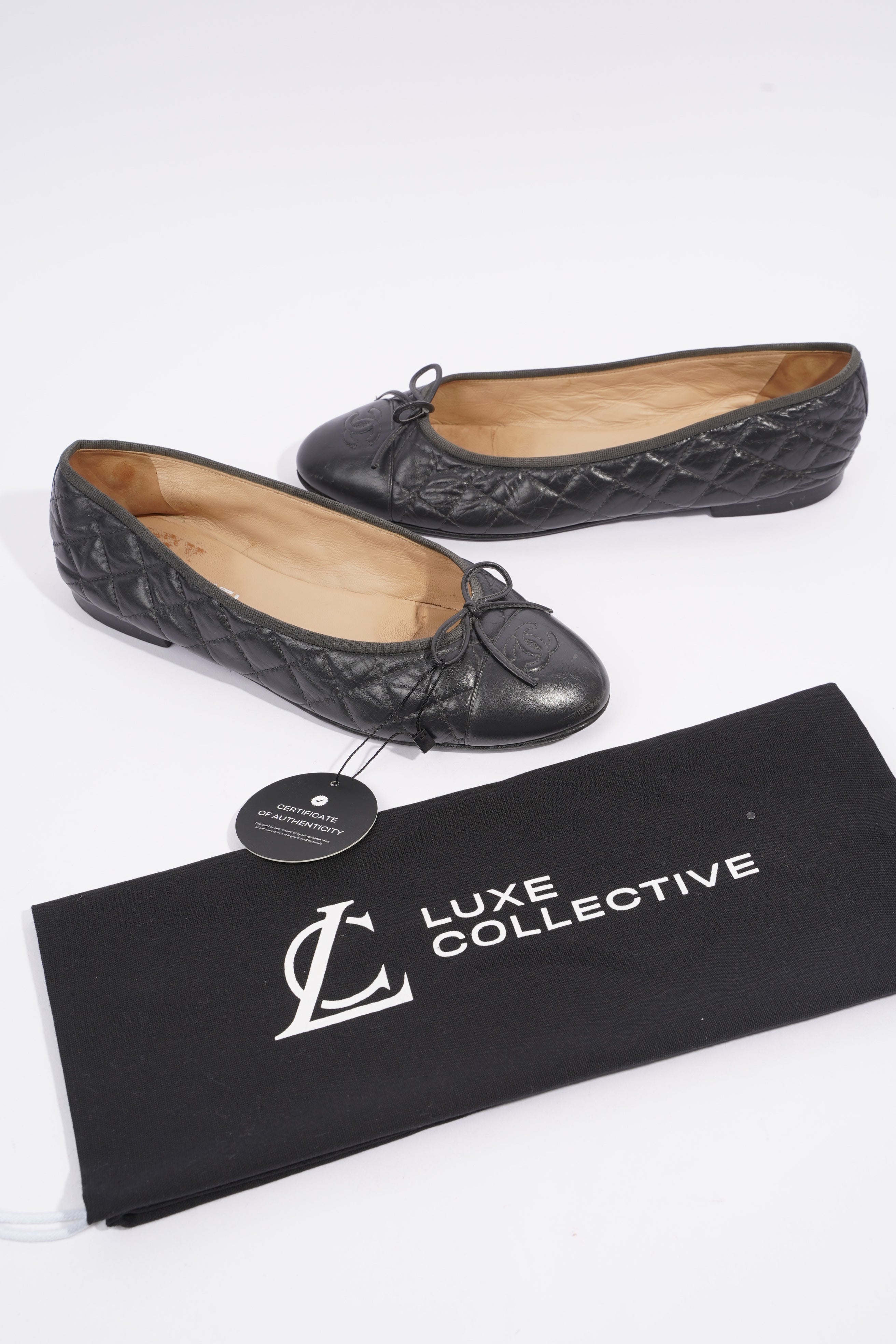Chanel Ballet Flats Black Leather EU 41.5 UK 8.5