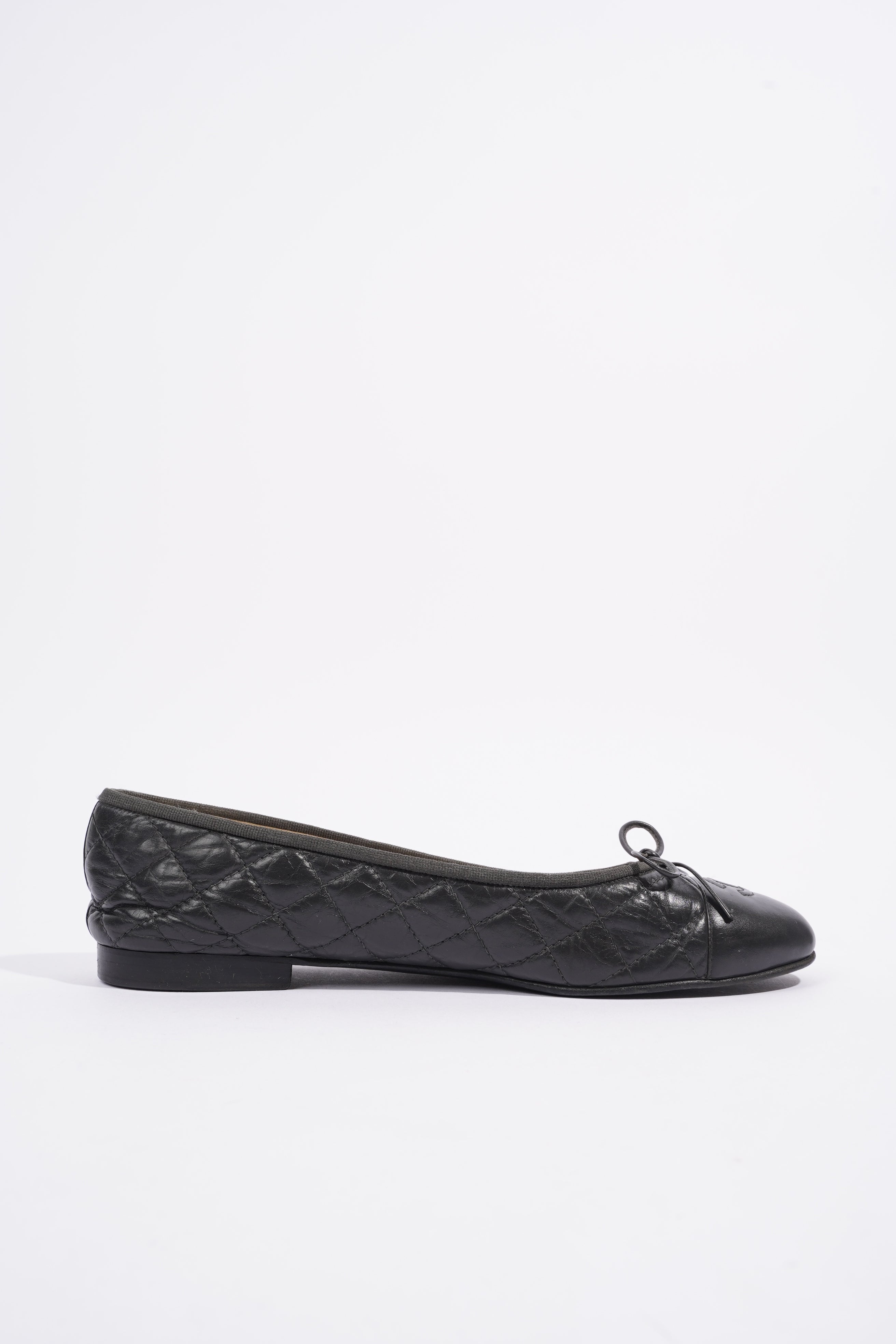Chanel Ballet Flats Black Leather EU 41.5 UK 8.5