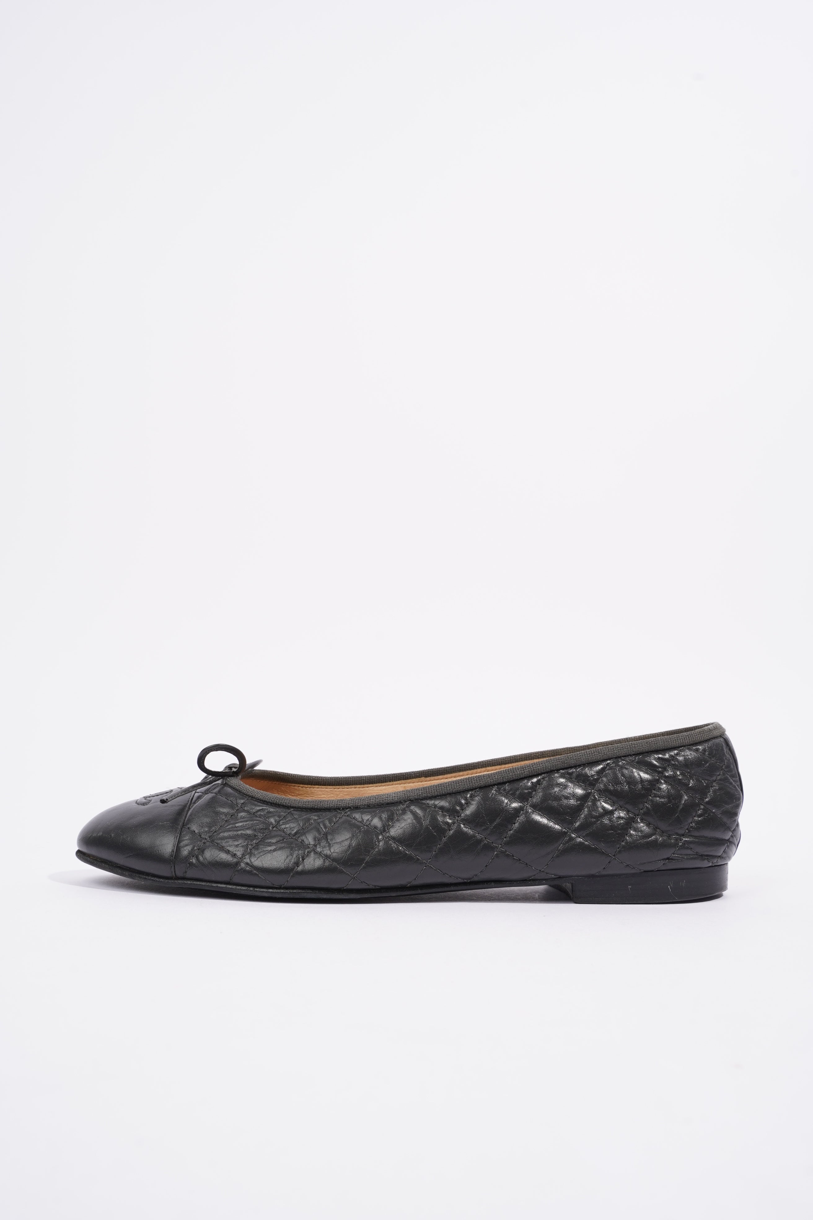 Chanel Ballet Flats Black Leather EU 41.5 UK 8.5