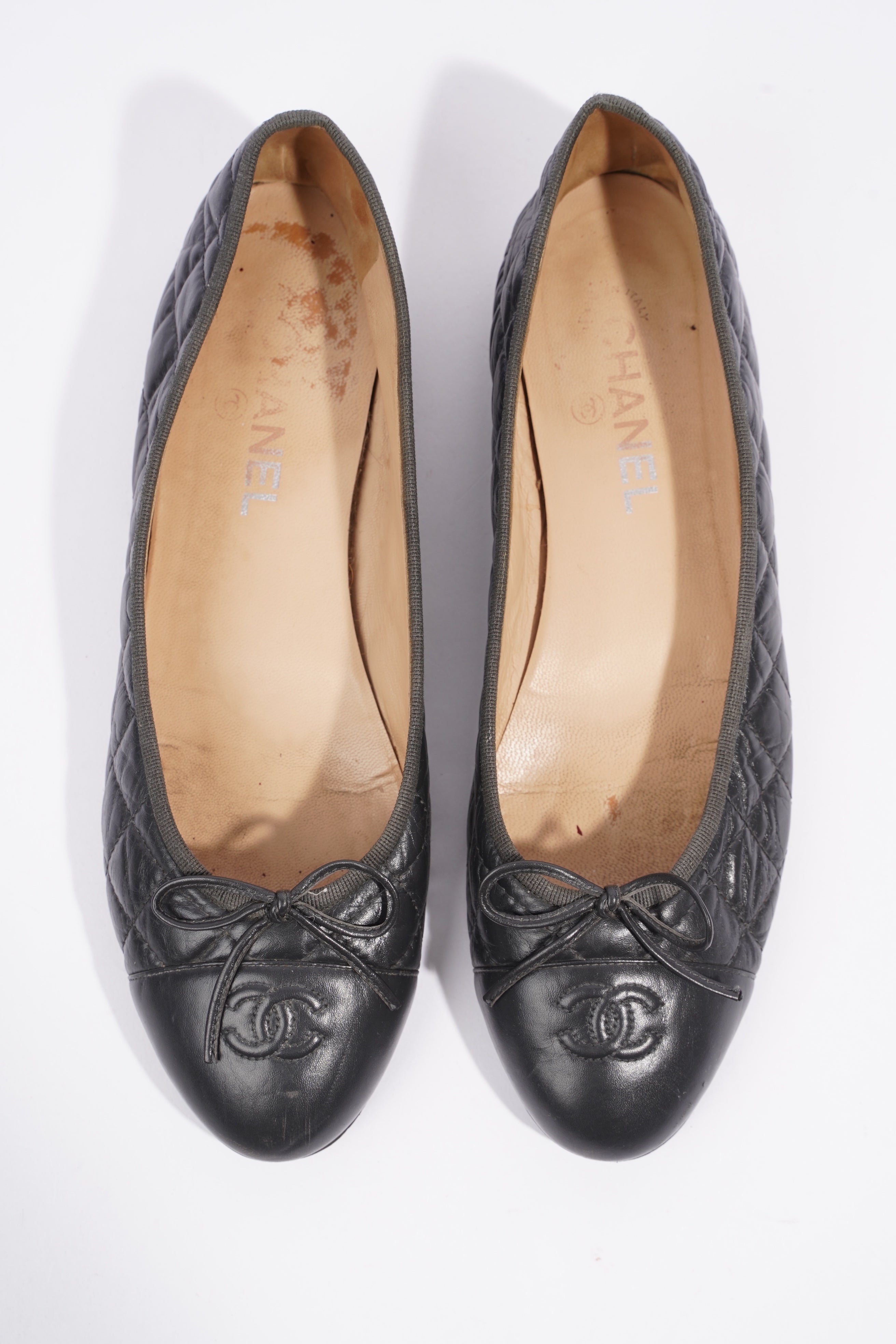 Chanel Ballet Flats Black Leather EU 41.5 UK 8.5