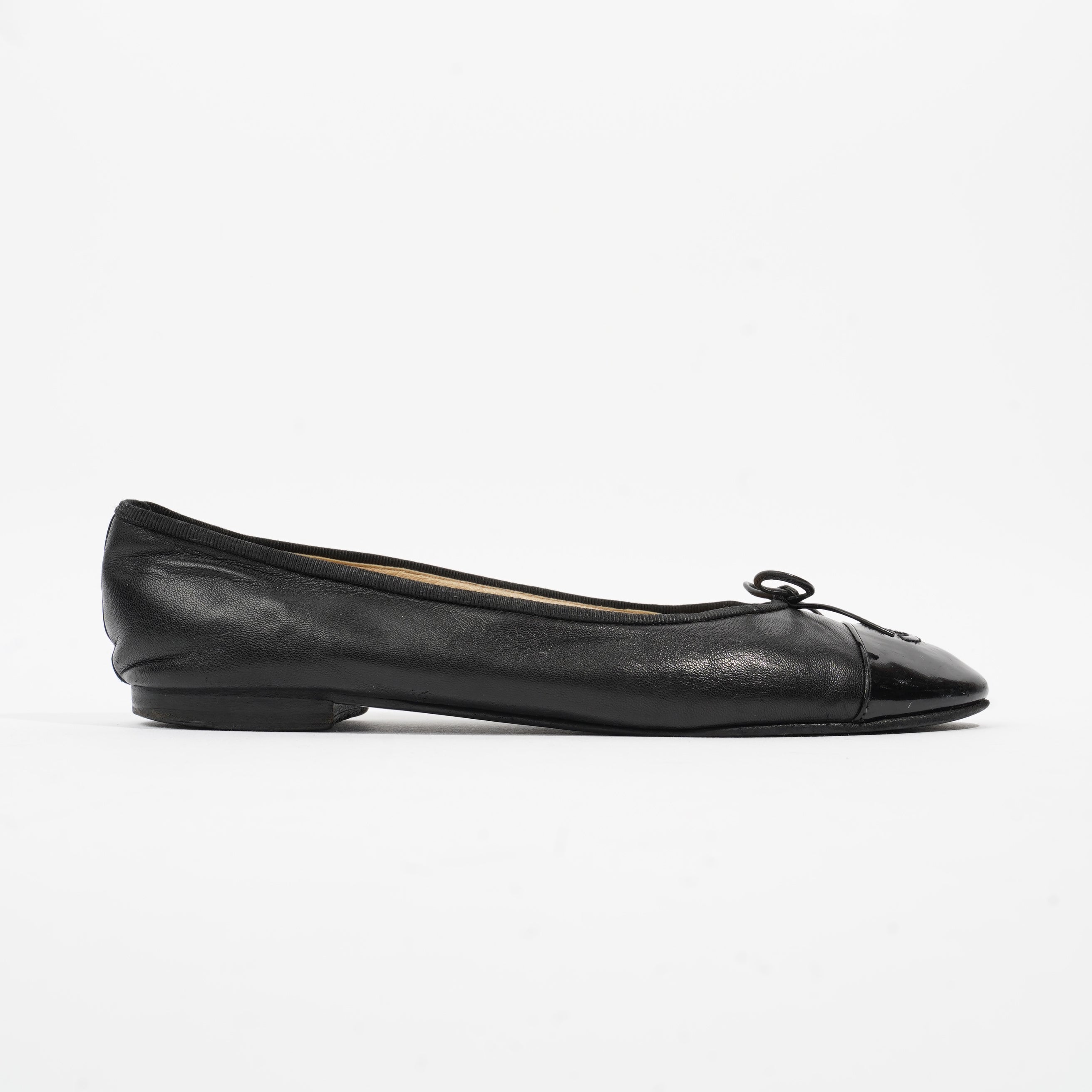 Chanel Ballet Flat Black Leather EU 41.5 UK 8.5