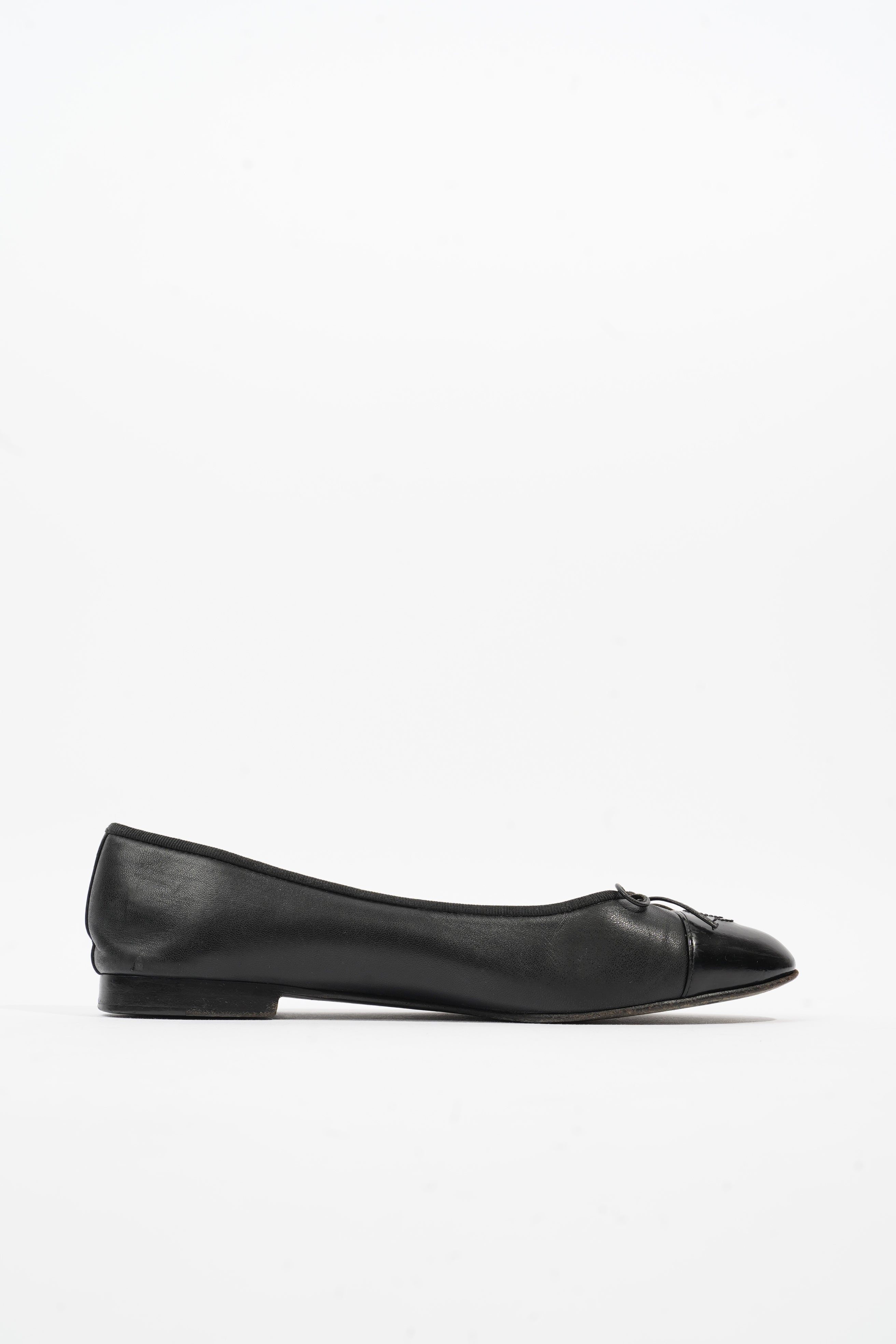 Chanel Ballet Flat Black Leather EU 41.5 UK 8.5
