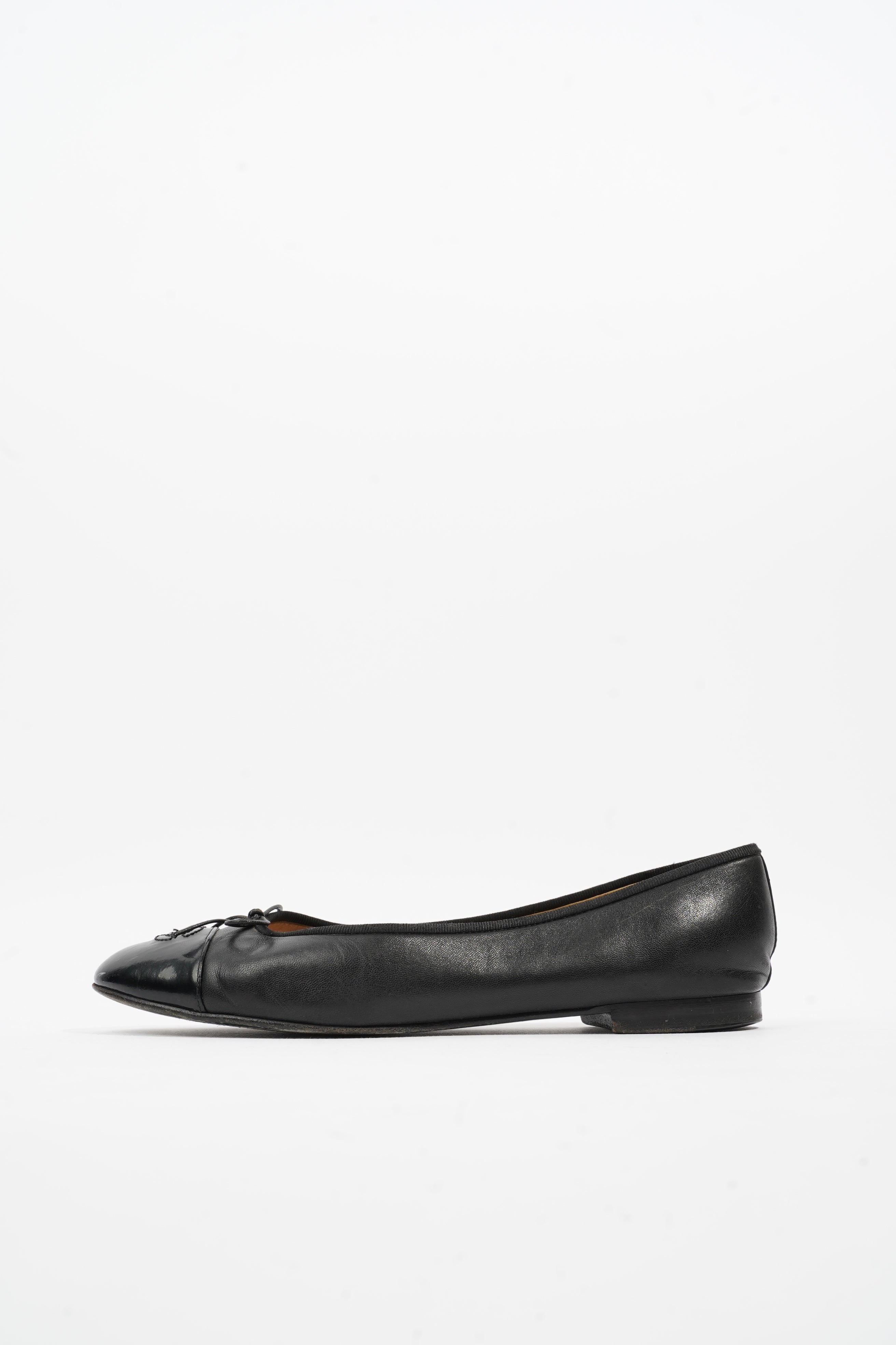 Chanel Ballet Flat Black Leather EU 41.5 UK 8.5