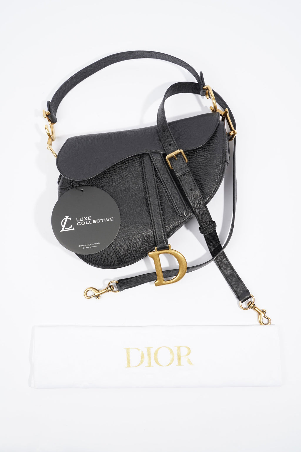 Christian Dior Saddle Bag Black Leather