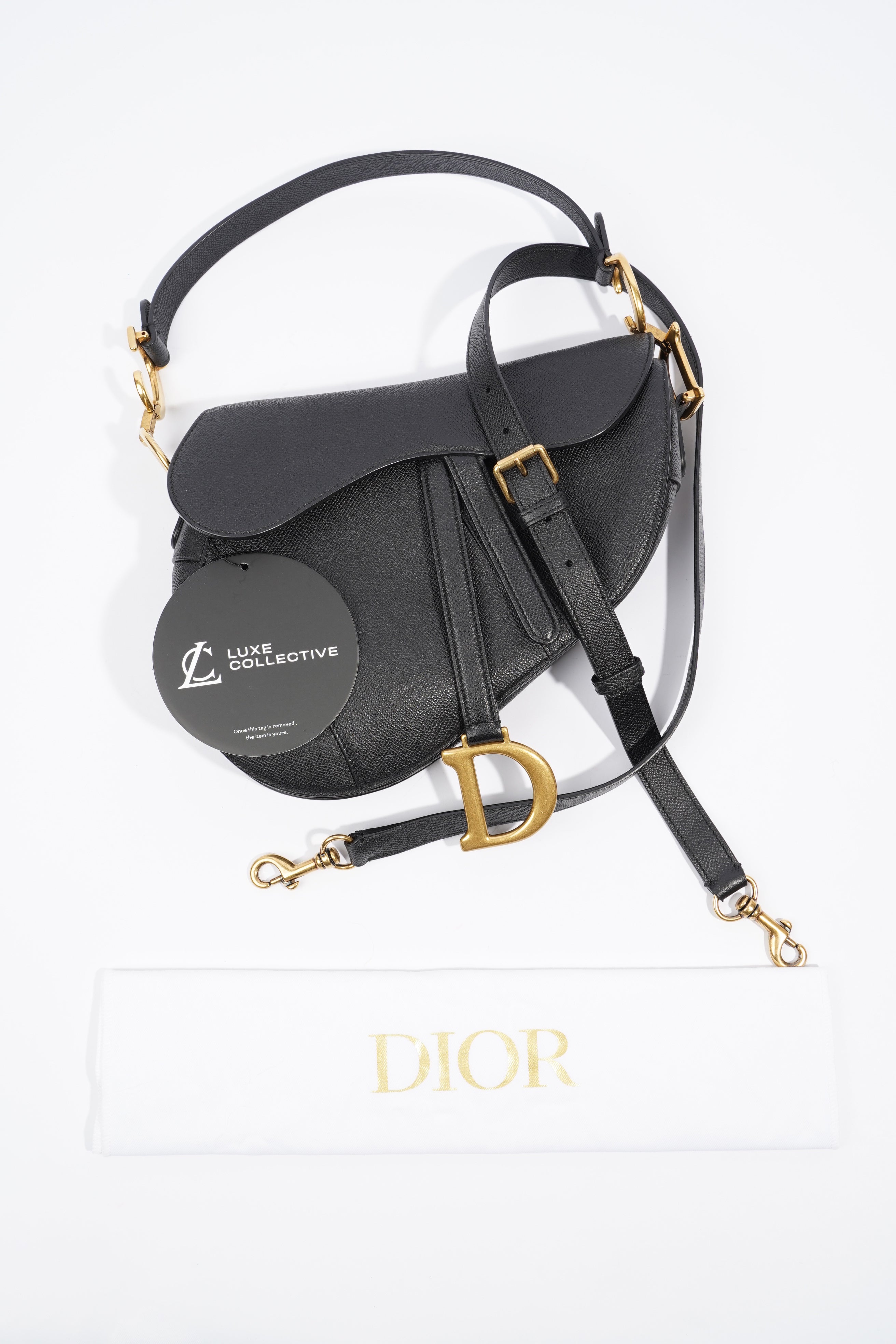 Christian Dior Saddle Bag Black Leather