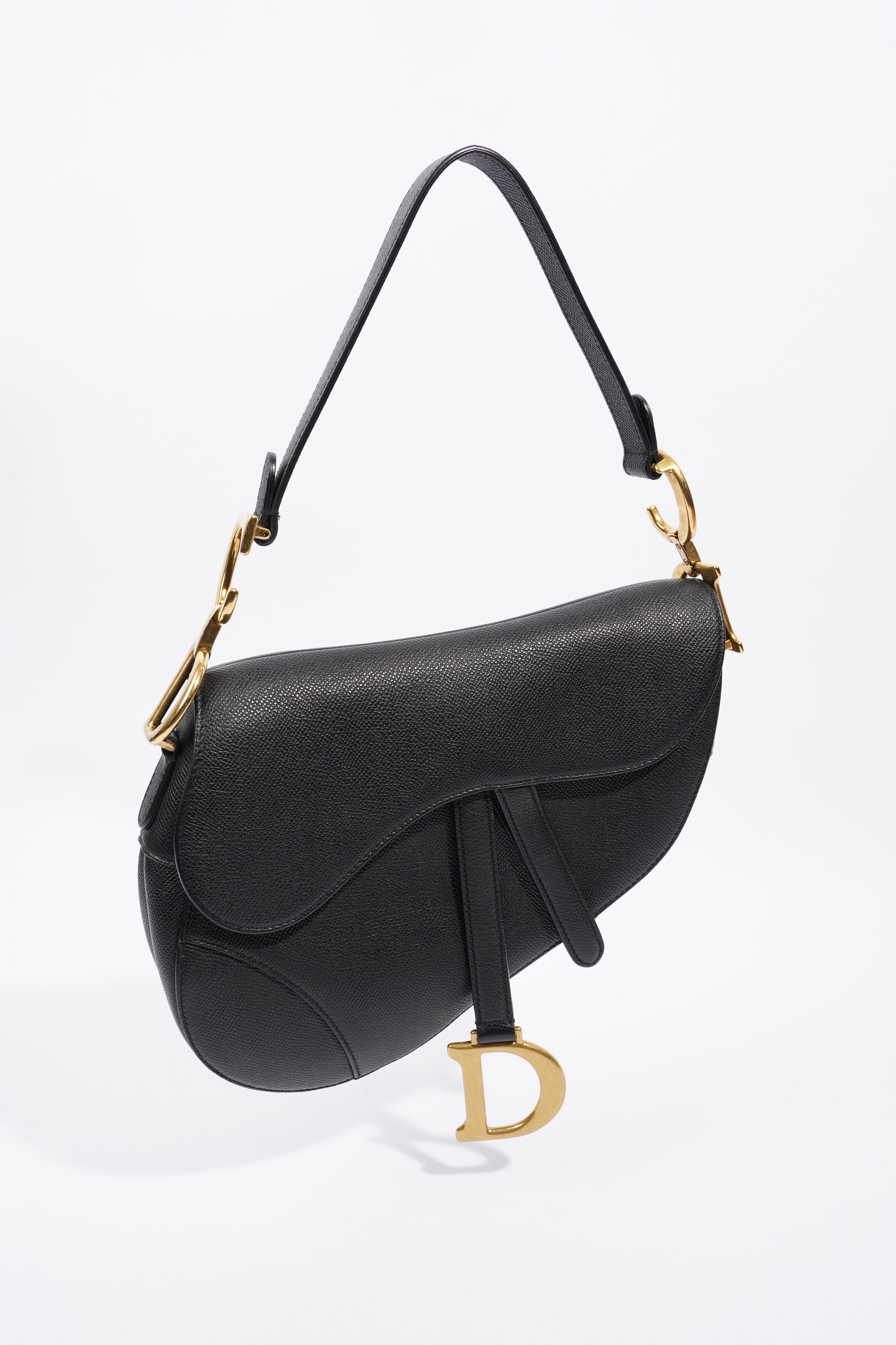 Christian Dior Saddle Bag Black Leather