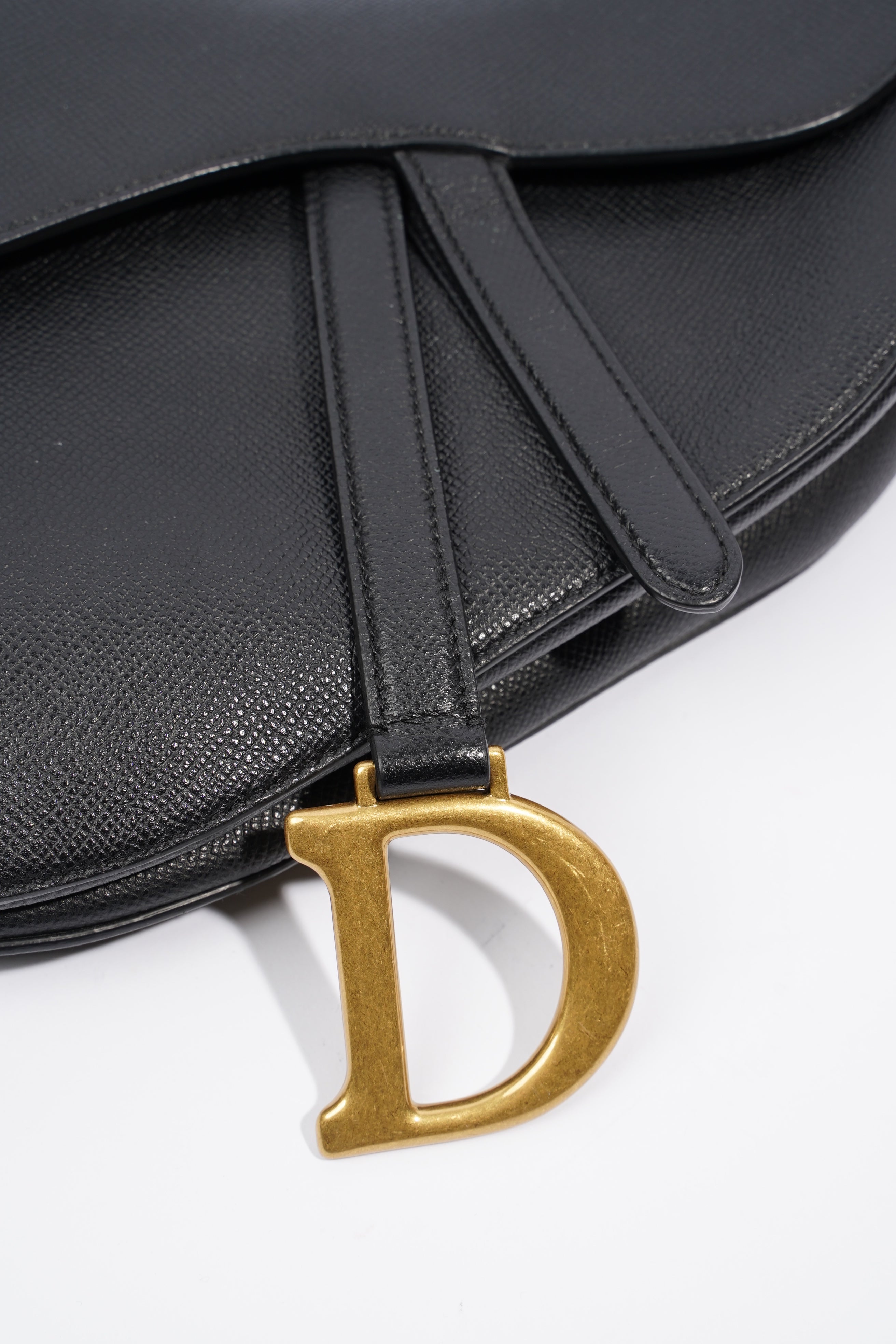 Christian Dior Saddle Bag Black Leather