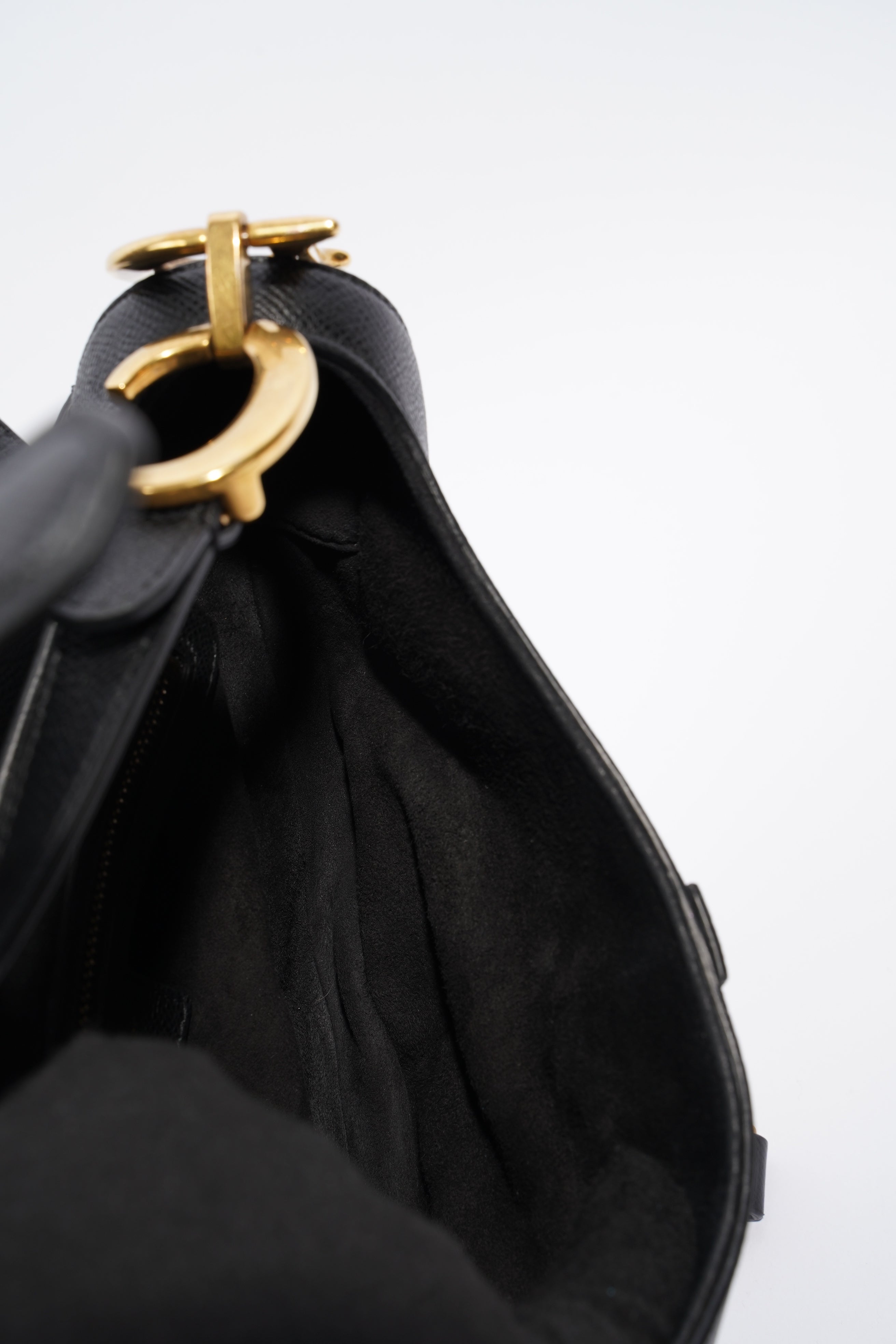 Christian Dior Saddle Bag Black Leather