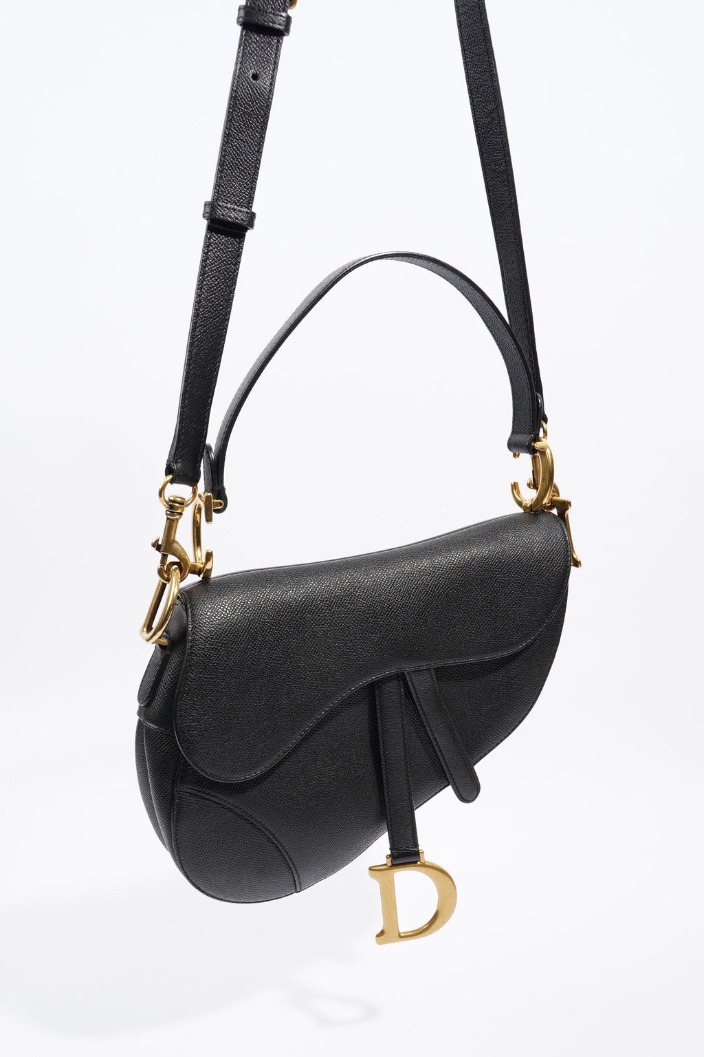 Christian Dior Saddle Bag Black Leather