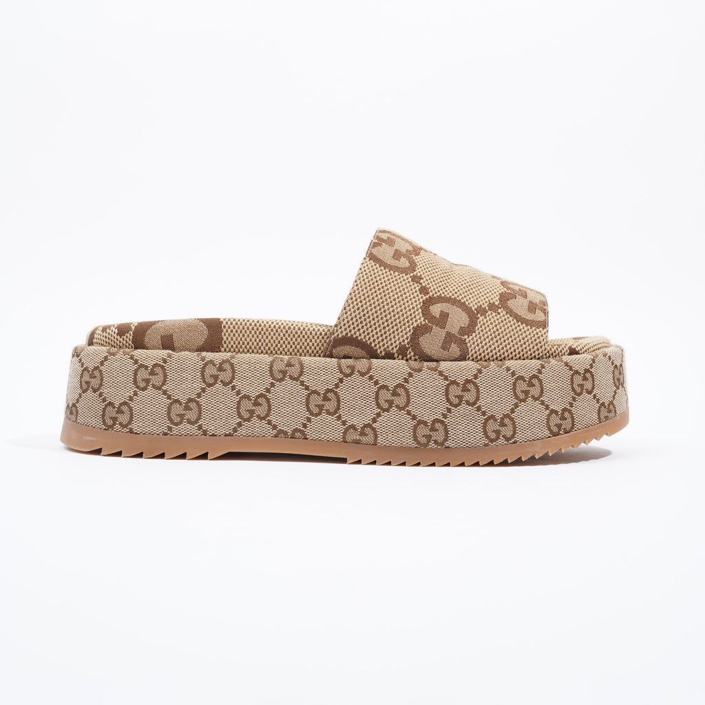 Gucci Angelina Maxi GG Beige / Brown Logo Canvas EU 38.5 UK 5.5