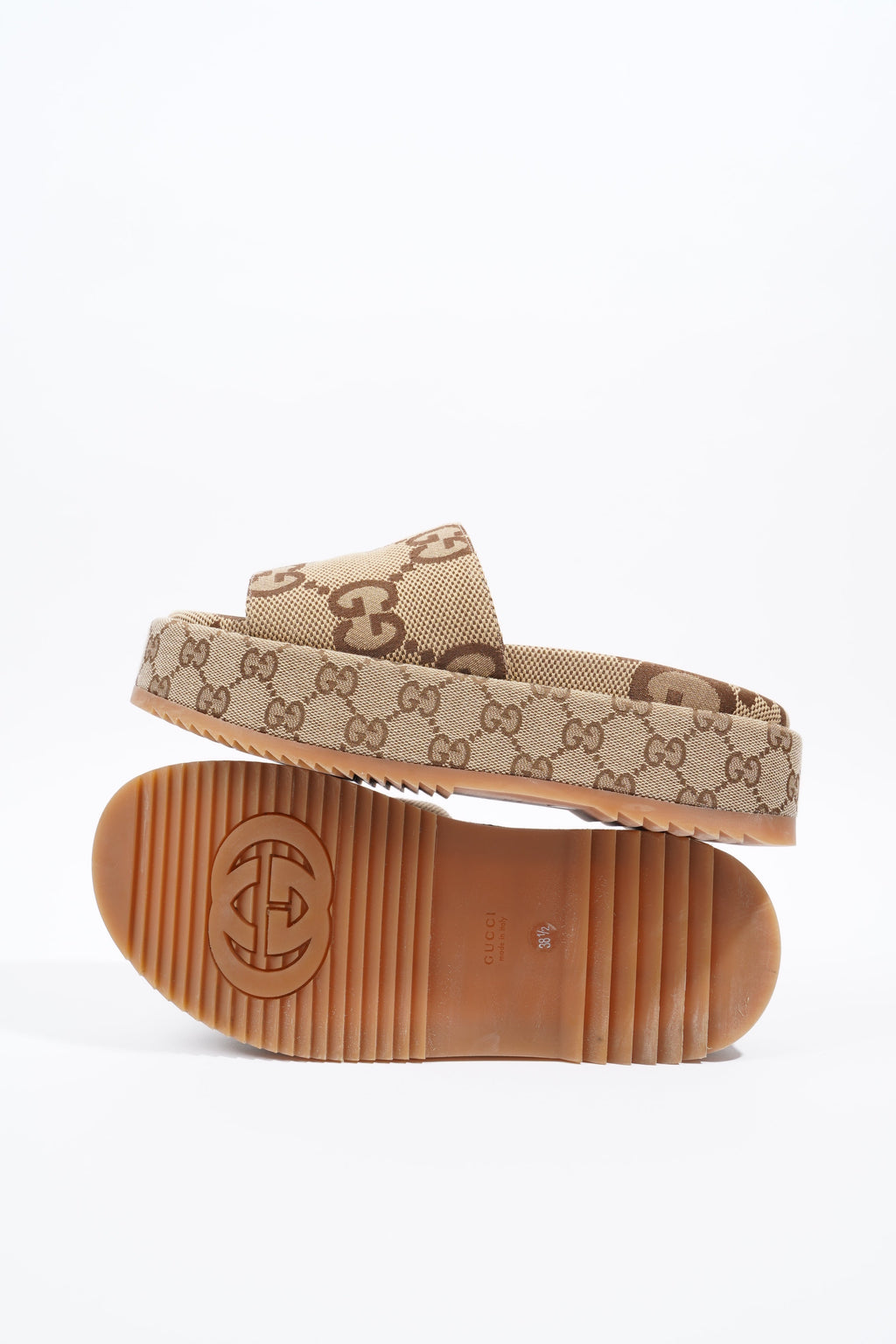 Gucci Angelina Maxi GG Beige / Brown Logo Canvas EU 38.5 UK 5.5