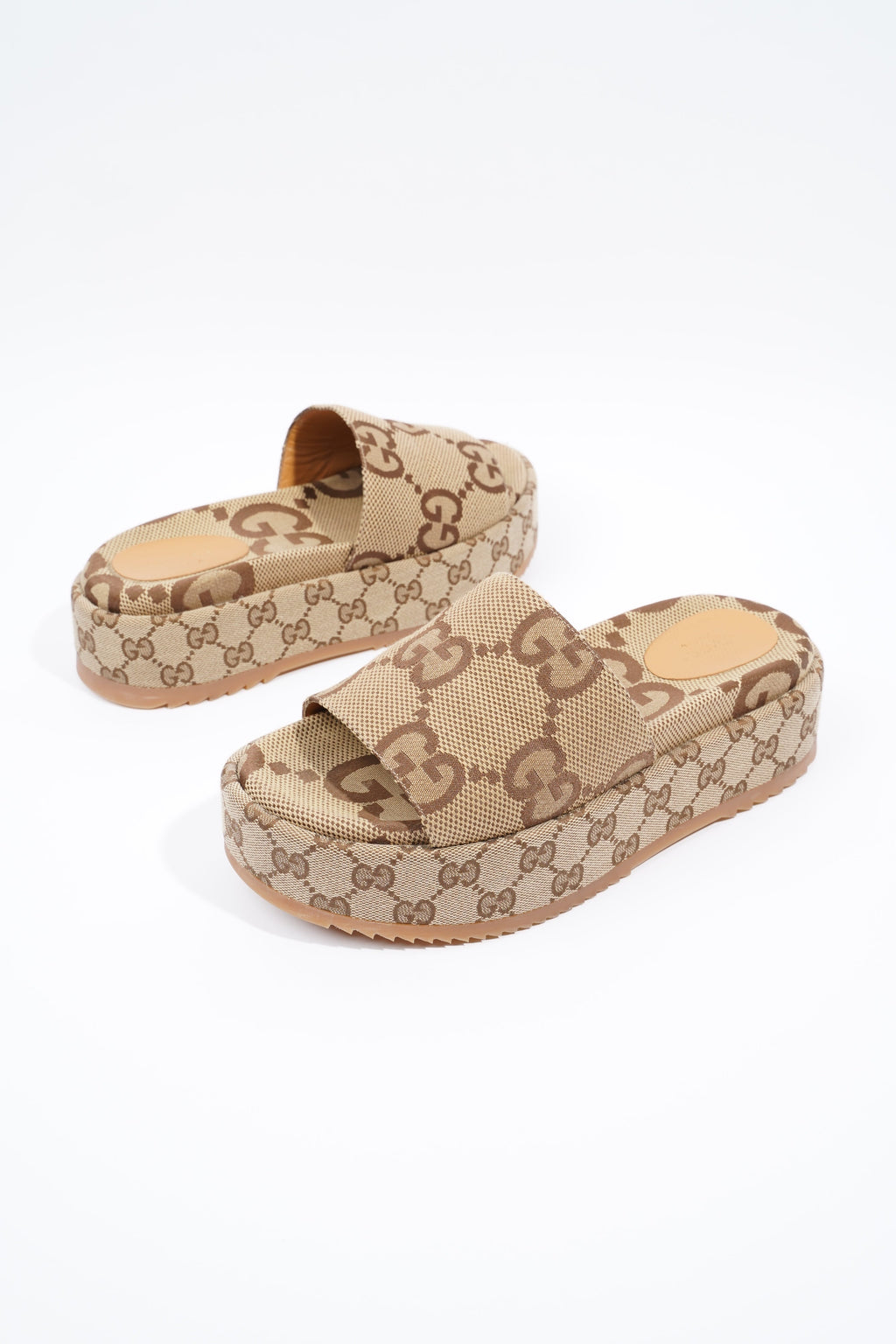 Gucci Angelina Maxi GG Beige / Brown Logo Canvas EU 38.5 UK 5.5