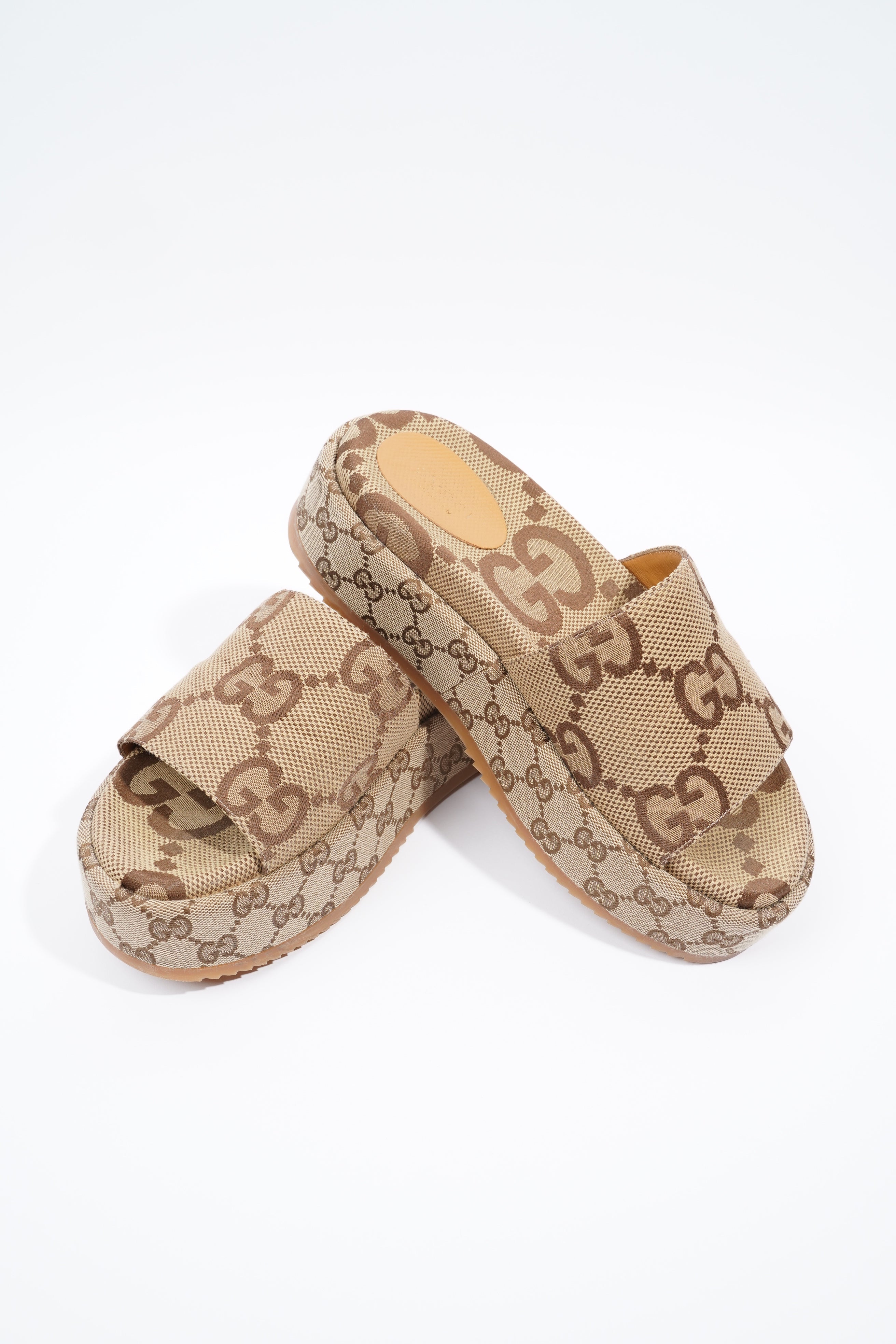 Gucci Angelina Maxi GG Beige / Brown Logo Canvas EU 38.5 UK 5.5