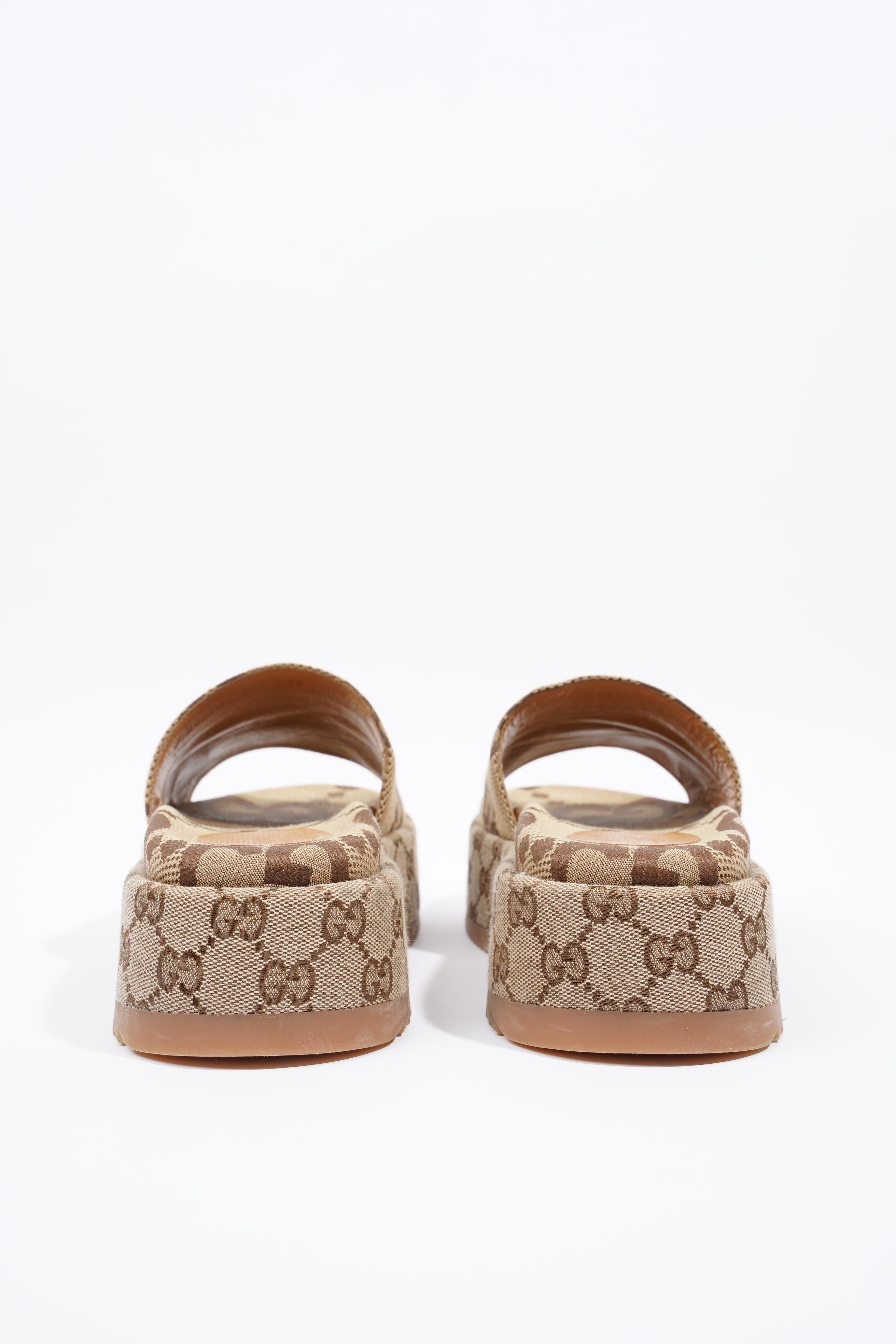 Gucci Angelina Maxi GG Beige / Brown Logo Canvas EU 38.5 UK 5.5
