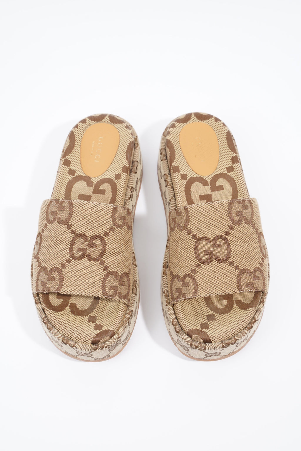 Gucci Angelina Maxi GG Beige / Brown Logo Canvas EU 38.5 UK 5.5