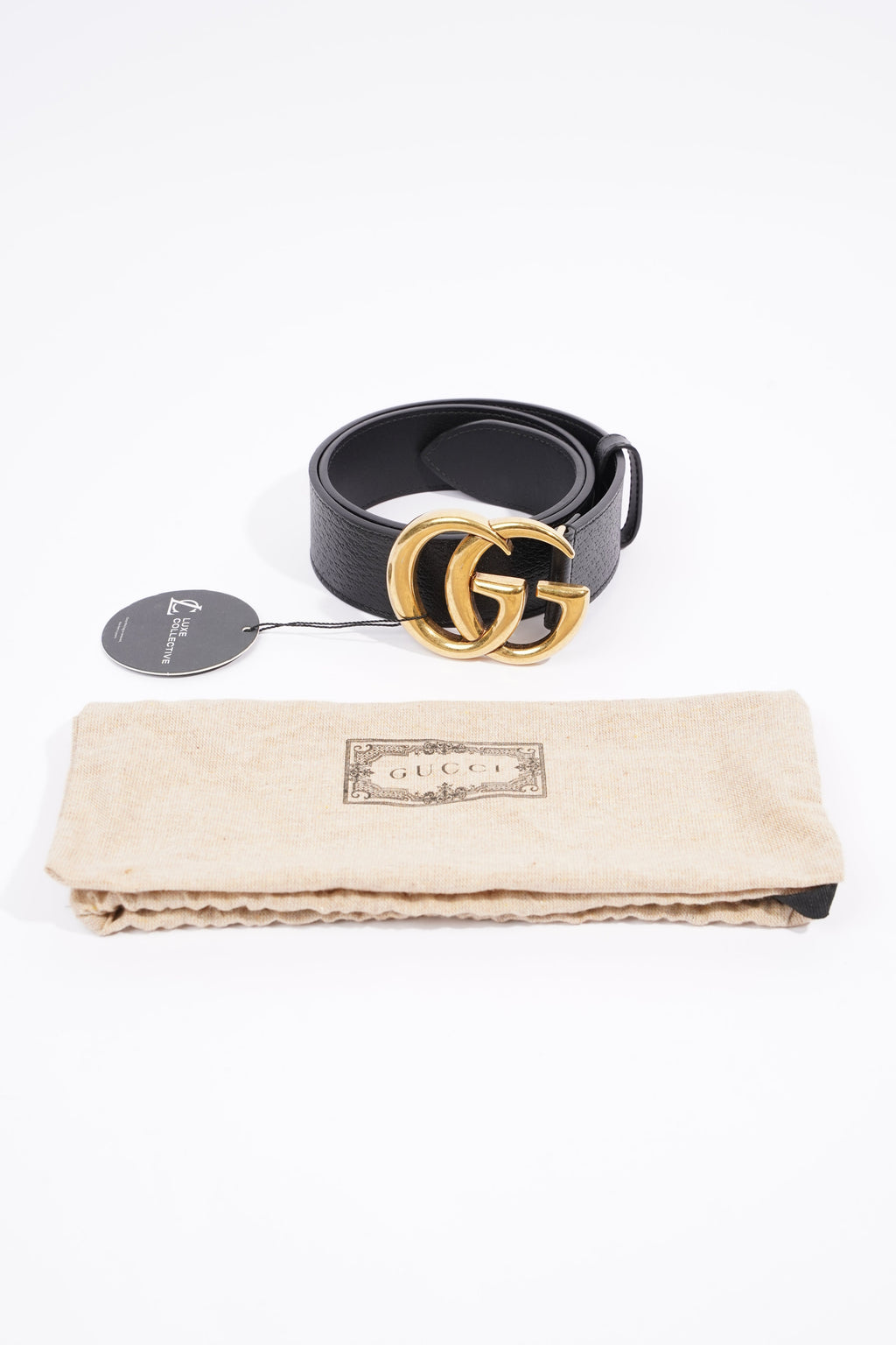 Gucci Marmont Belt Black / Gold Leather 70cm 28"