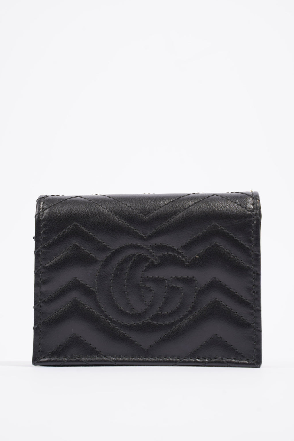 Gucci GG Marmont Card Case Wallet Black Matelasse Leather