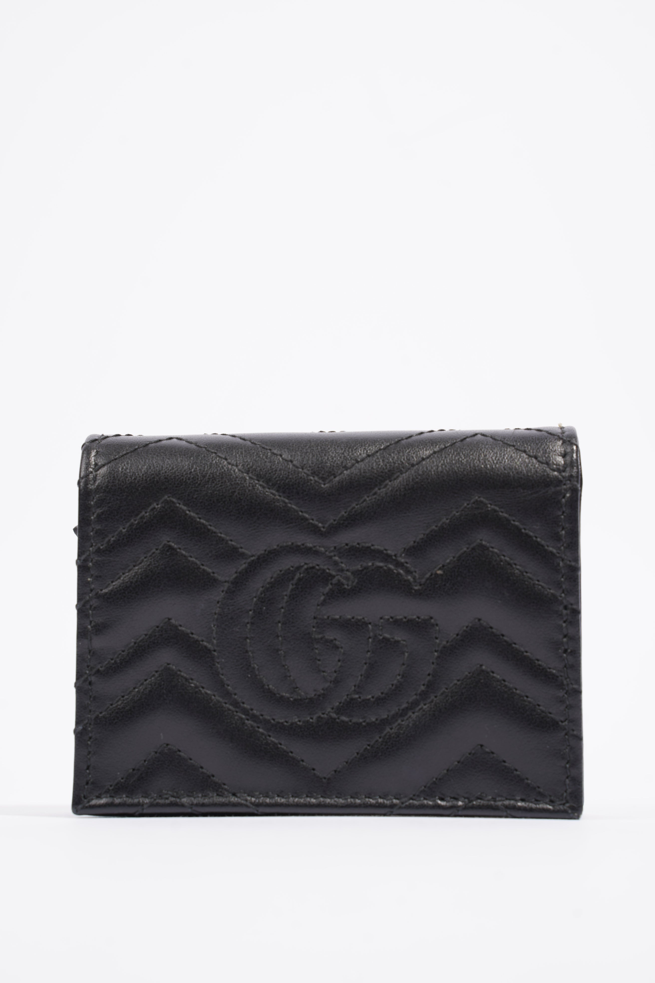 Gucci GG Marmont Card Case Wallet Black Matelasse Leather