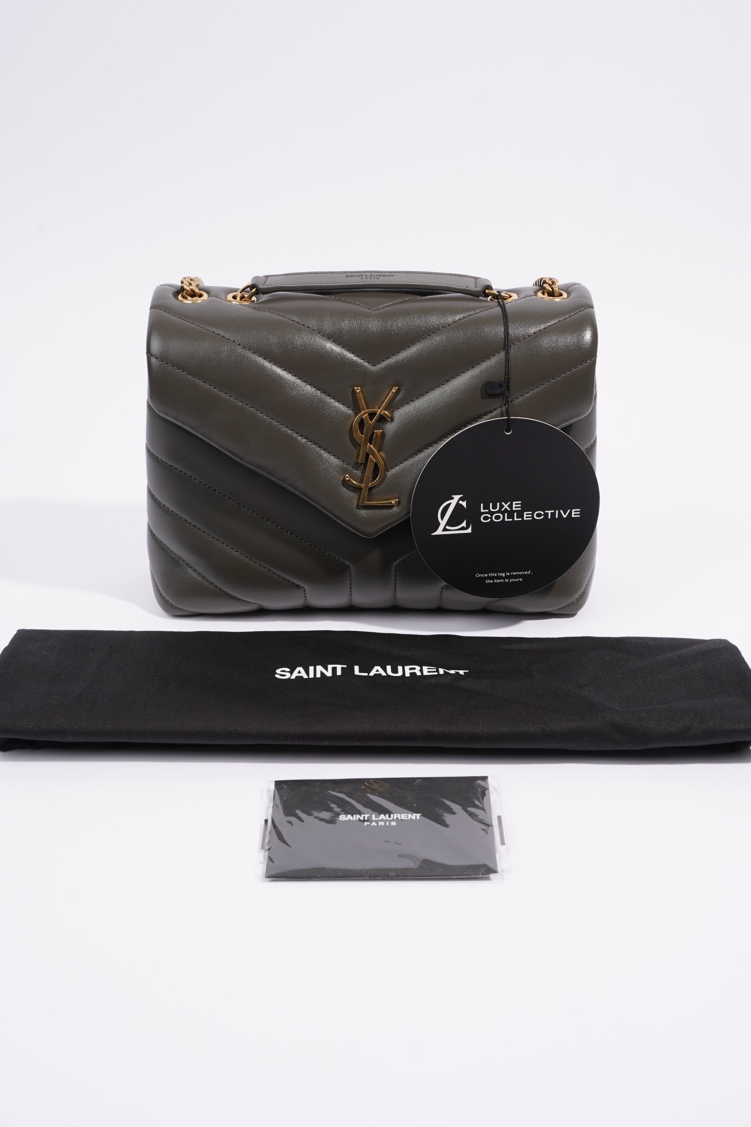Saint Laurent Lou Lou Grey Calfskin Leather Small