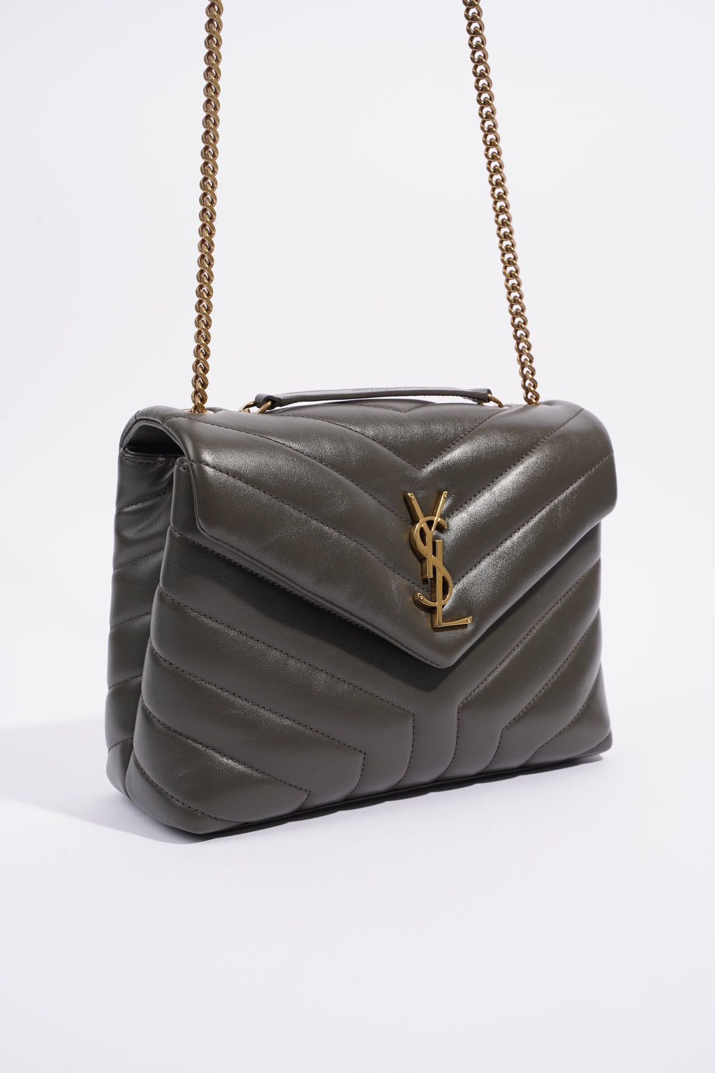 Saint Laurent Lou Lou Grey Calfskin Leather Small