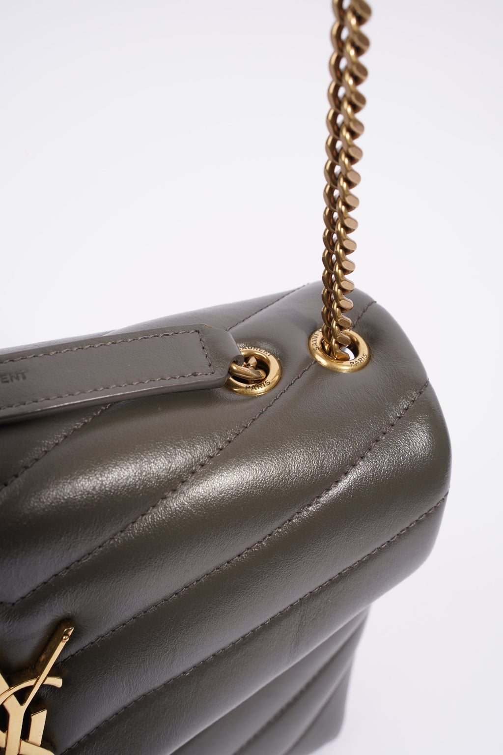 Saint Laurent Lou Lou Grey Calfskin Leather Small