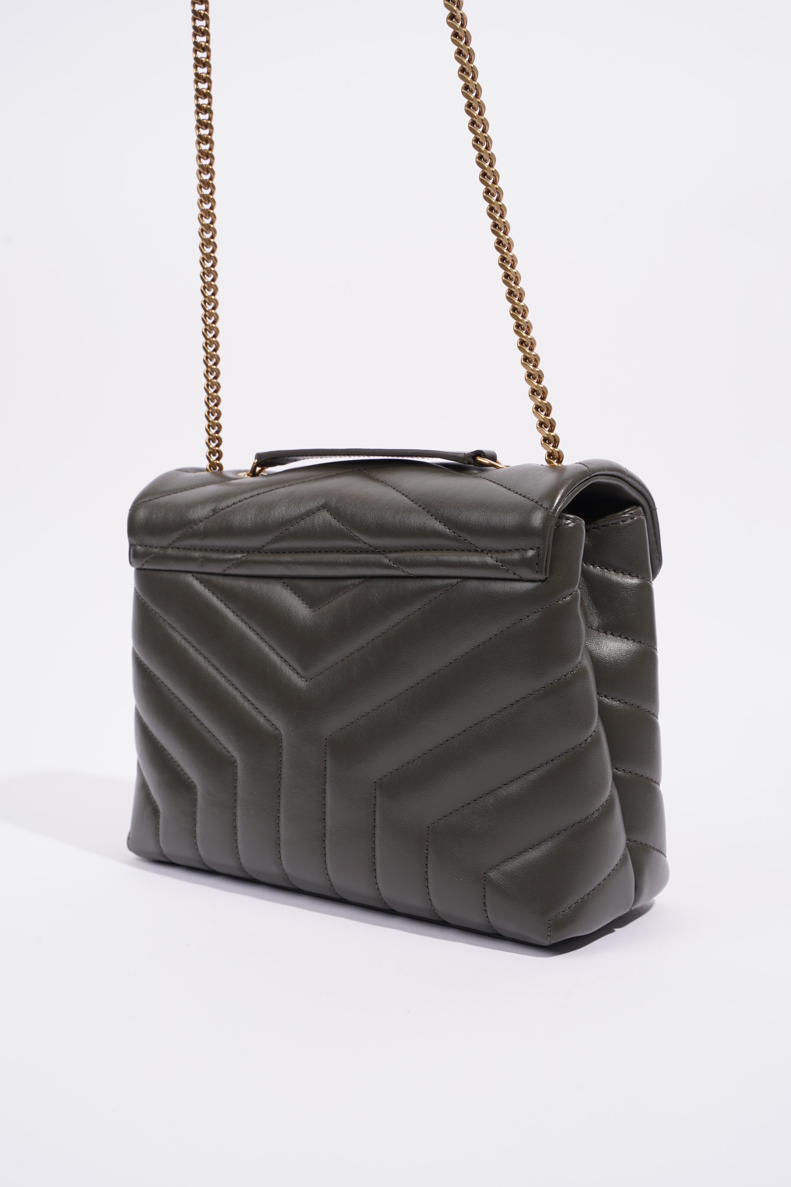 Saint Laurent Lou Lou Grey Calfskin Leather Small