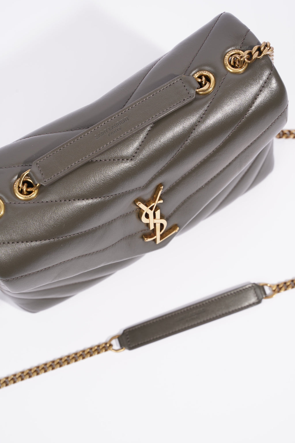 Saint Laurent Lou Lou Grey Calfskin Leather Small