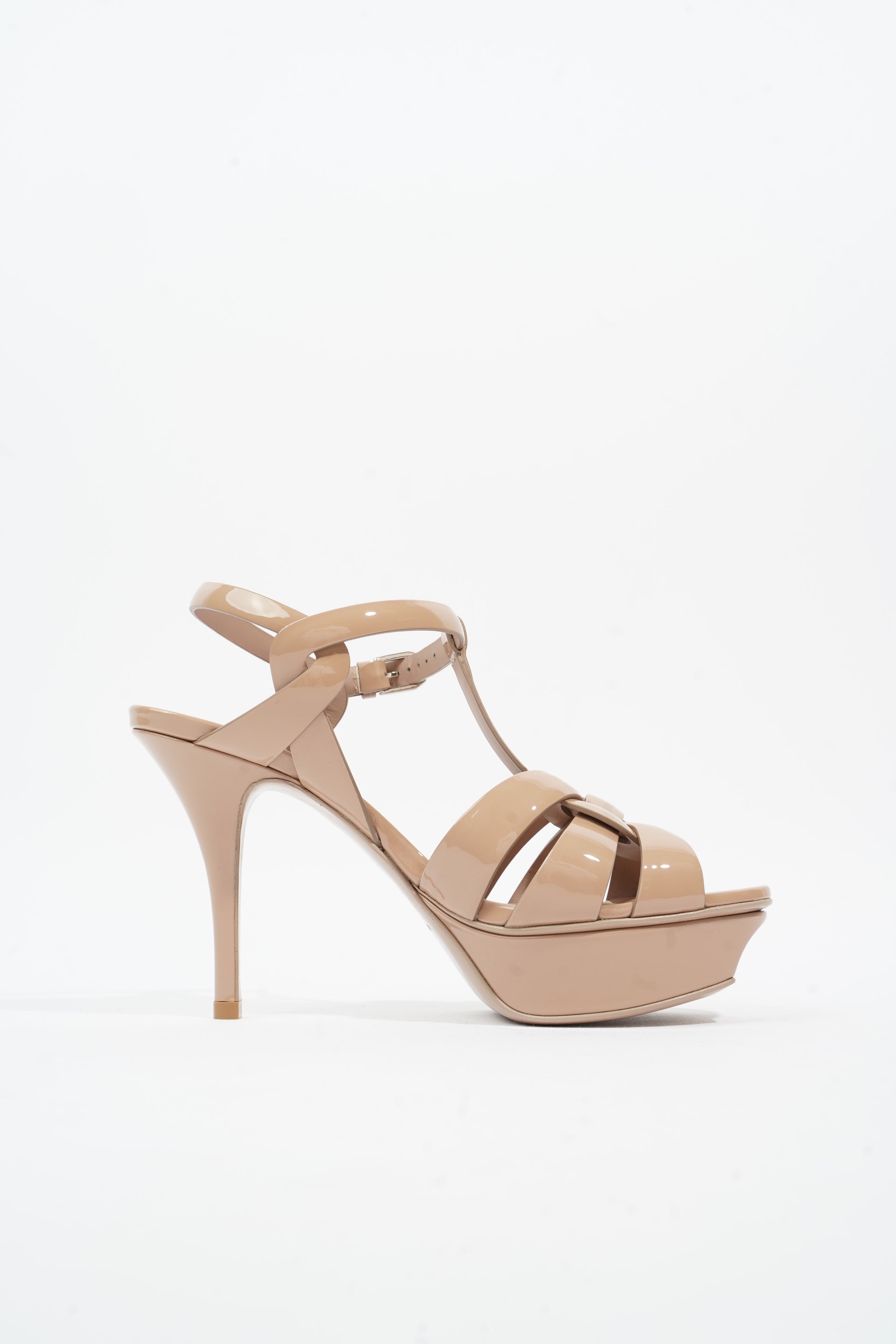 Saint Laurent Tribute Sandal 75 Nude Patent Leather EU 36 UK 3