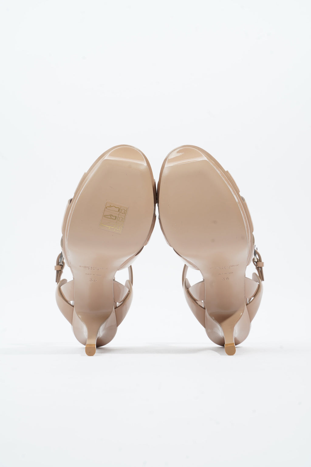 Saint Laurent Tribute Sandal 75 Nude Patent Leather EU 36 UK 3