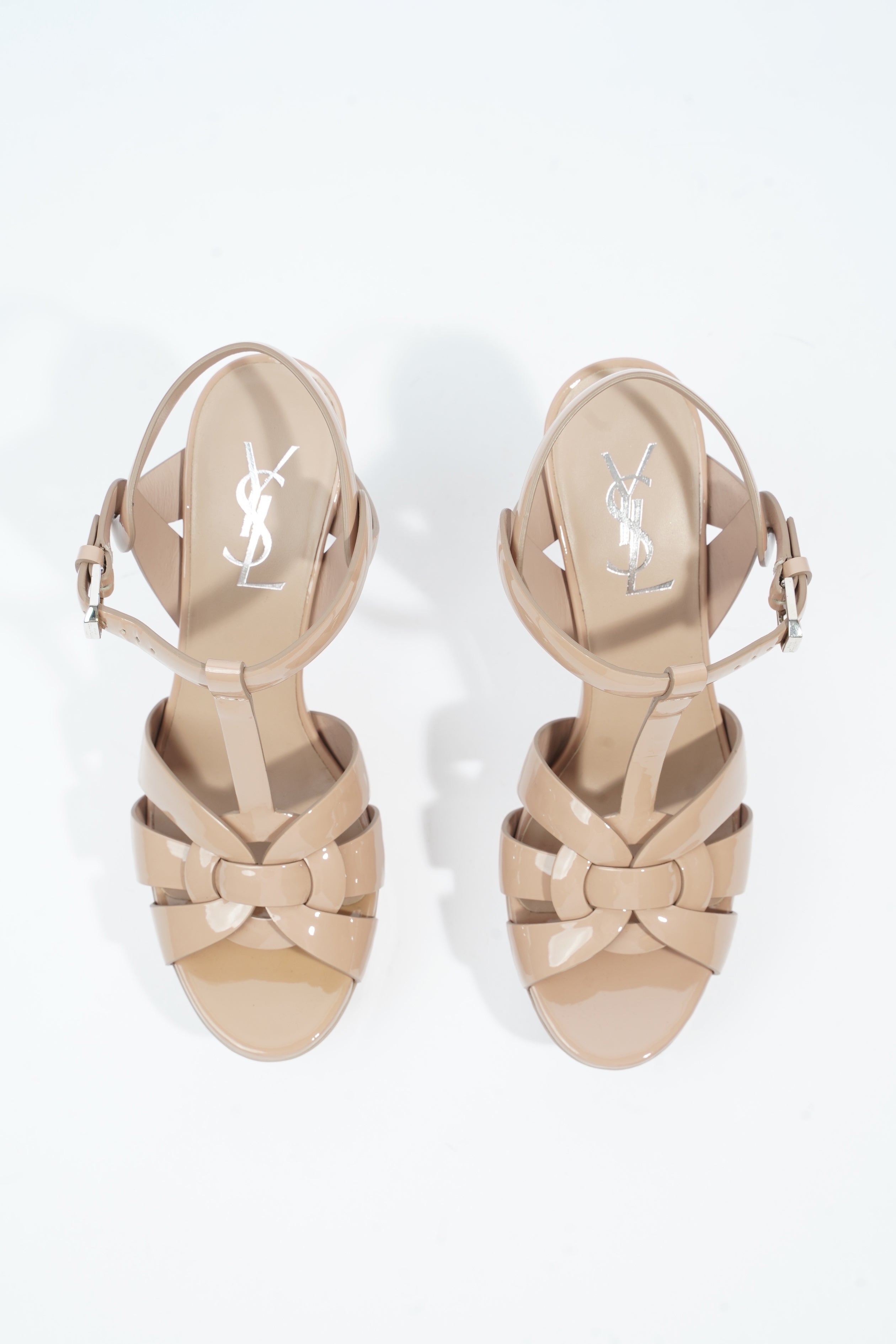 Saint Laurent Tribute Sandal 75 Nude Patent Leather EU 36 UK 3