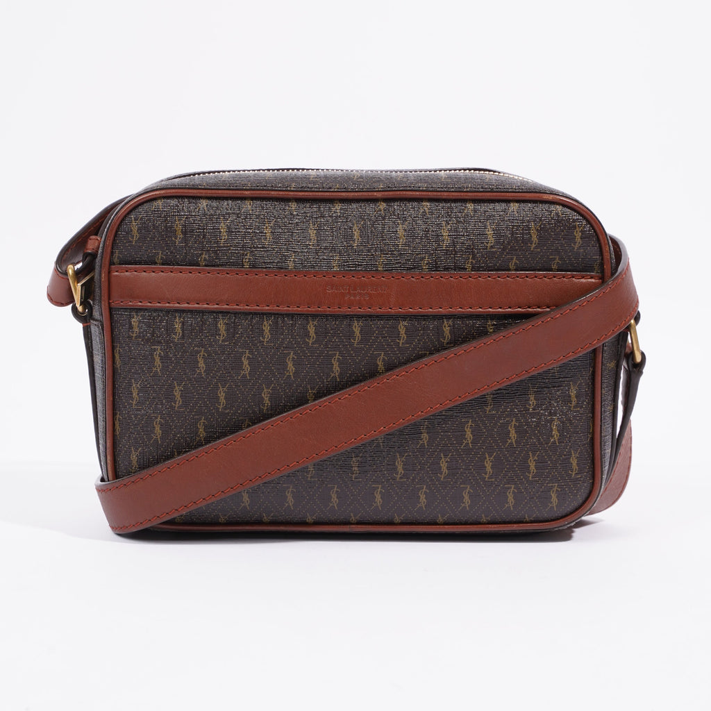 Saint Laurent Le Monogramme Camera Chestnut Cassandre Canvas Coated Canvas