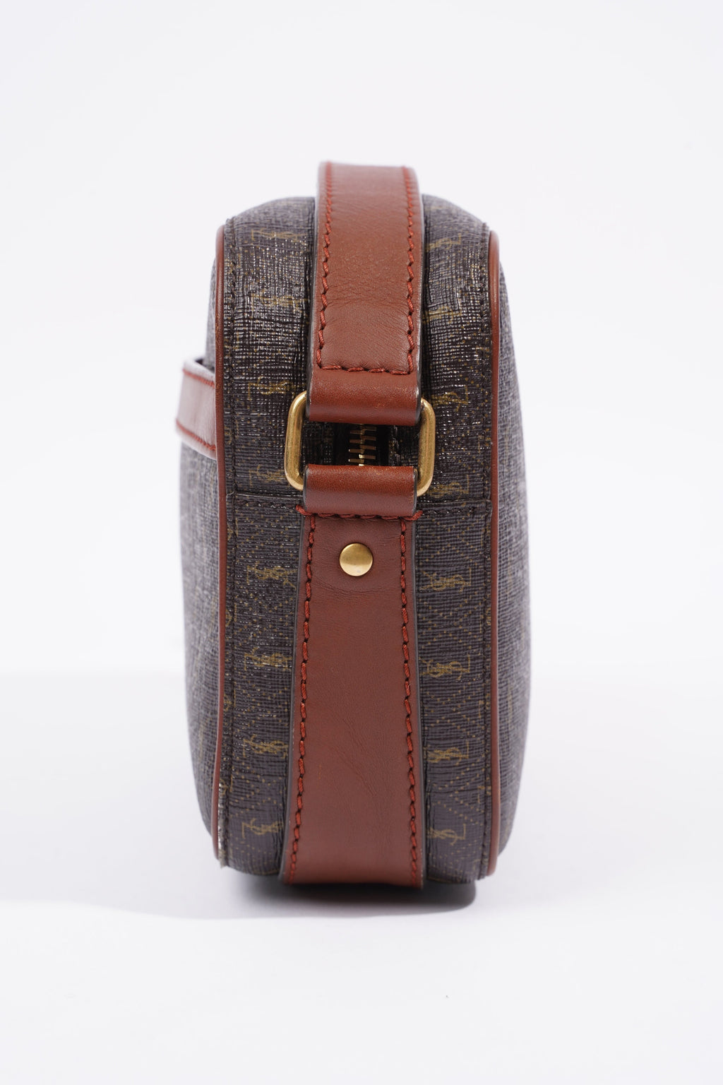 Saint Laurent Le Monogramme Camera Chestnut Cassandre Canvas Coated Canvas